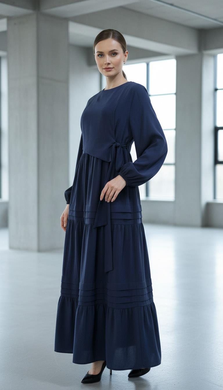 Naqshe Kat Kat Elbise Lacivert