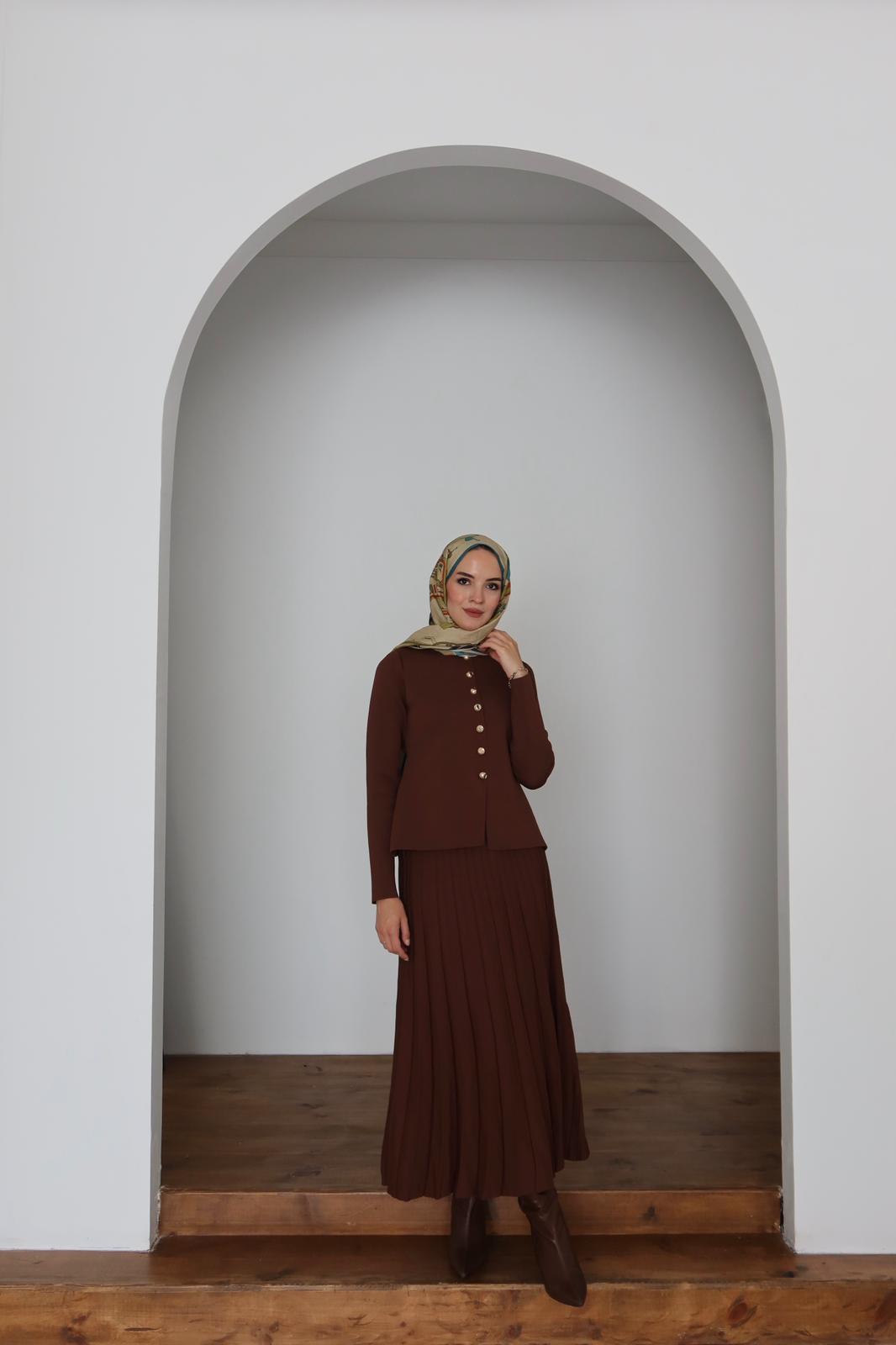 Naqshe Triko Takım Kahverengi