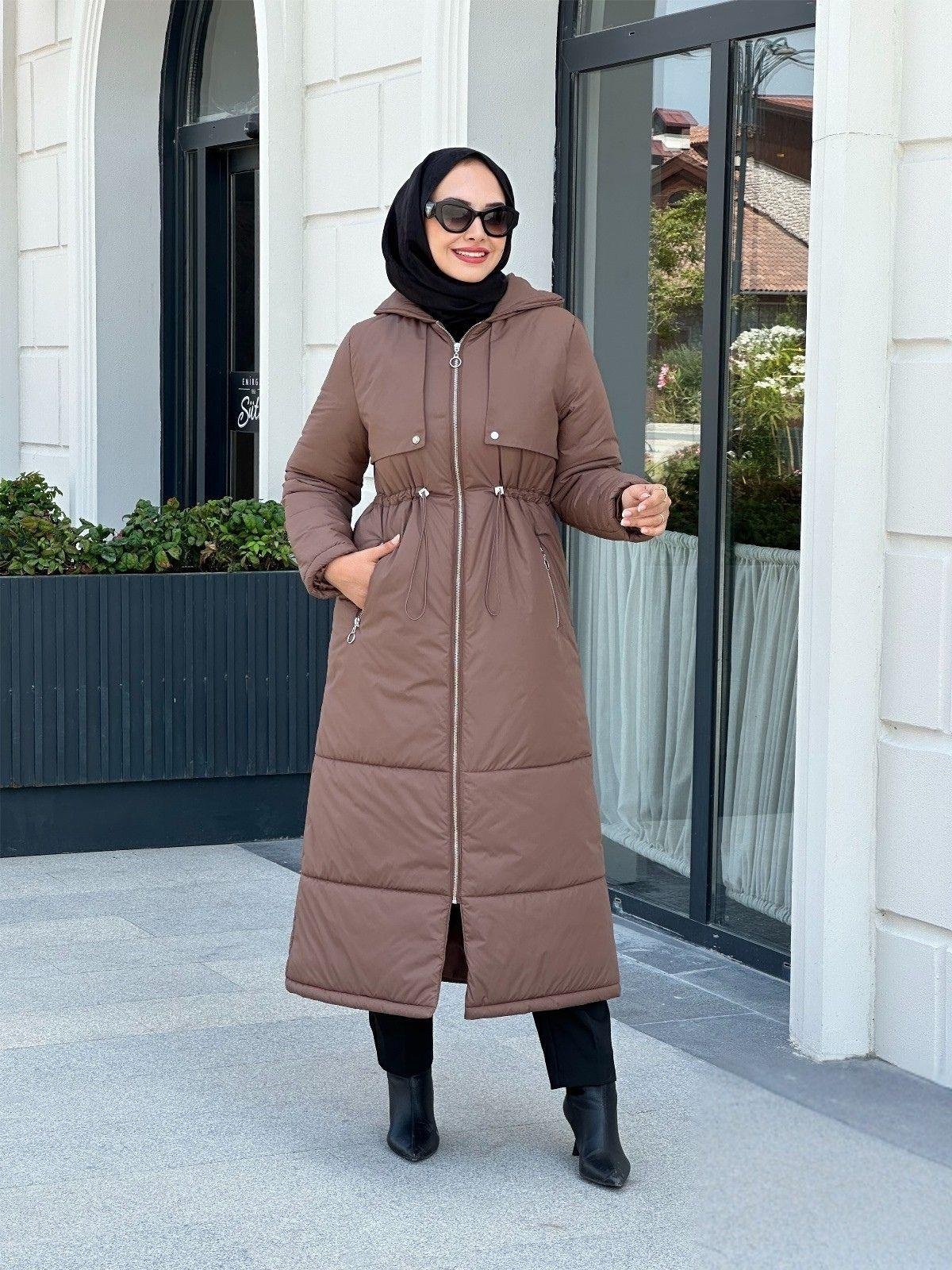 Nihle Su Geçirmez Kumaş Mont Kahverengi