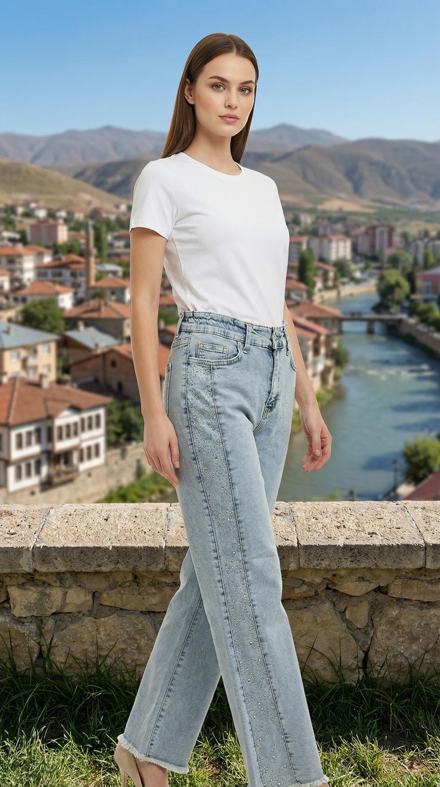 Noshe Ceska Kot Pantolon Buz Mavisi
