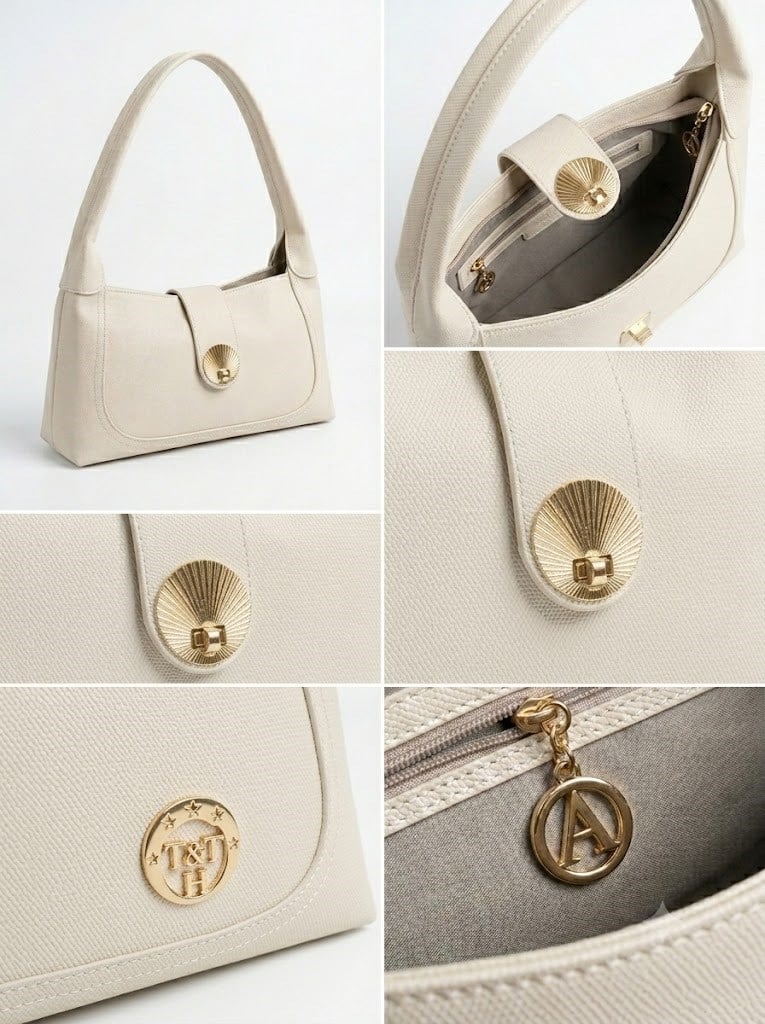 Tiffany & Tomato 128 Şık & Fonksiyonel Hobo Omuz Çantası Krem