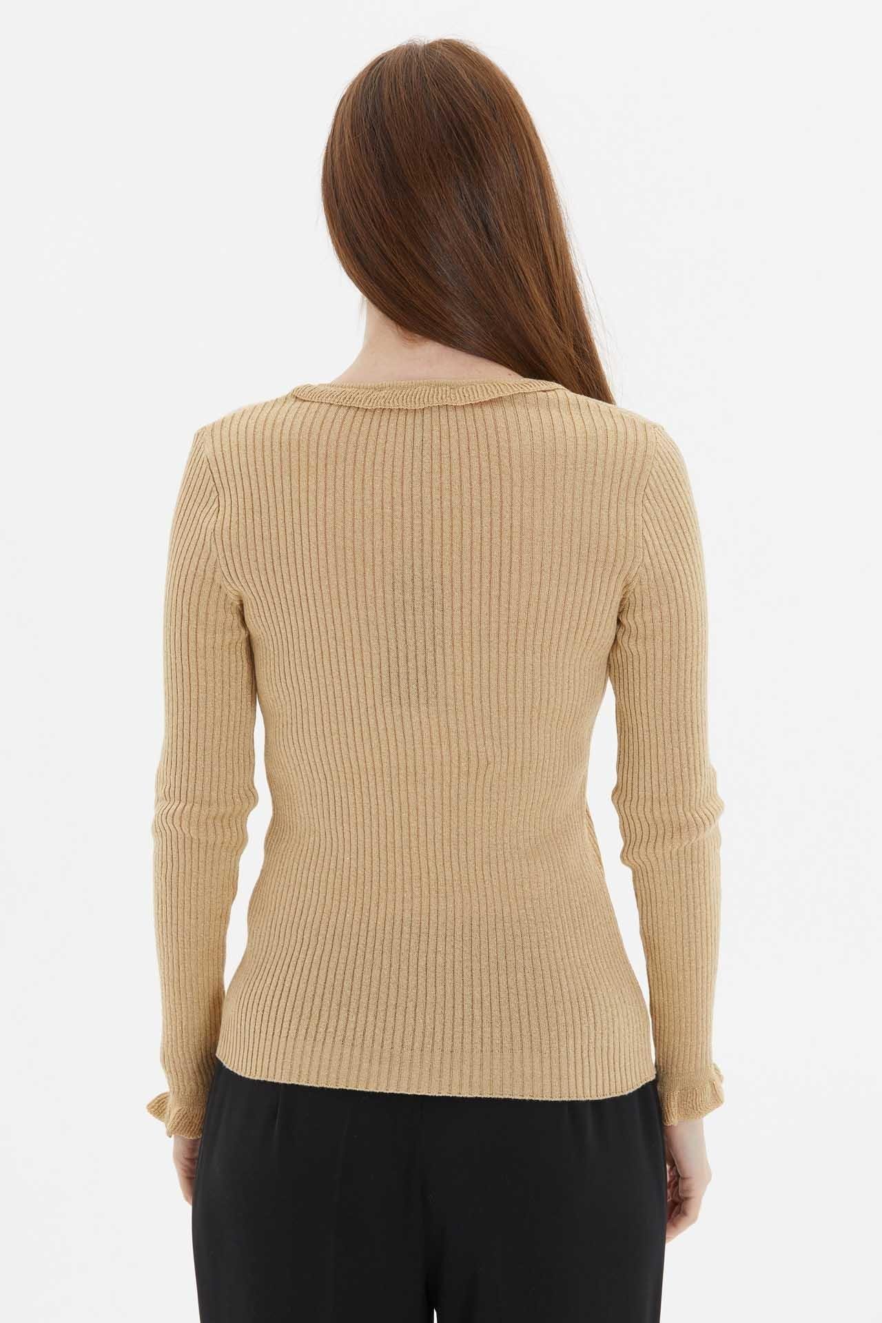 Twomail Fırfır Detaylı Hırka Camel