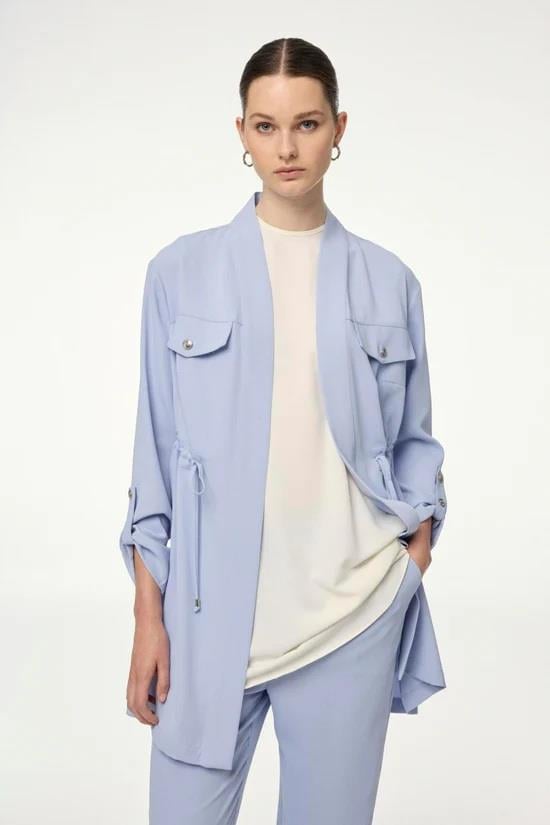 Zühre Cep Detaylı Üçlü Kombin Traphy Gri/mavi Takım