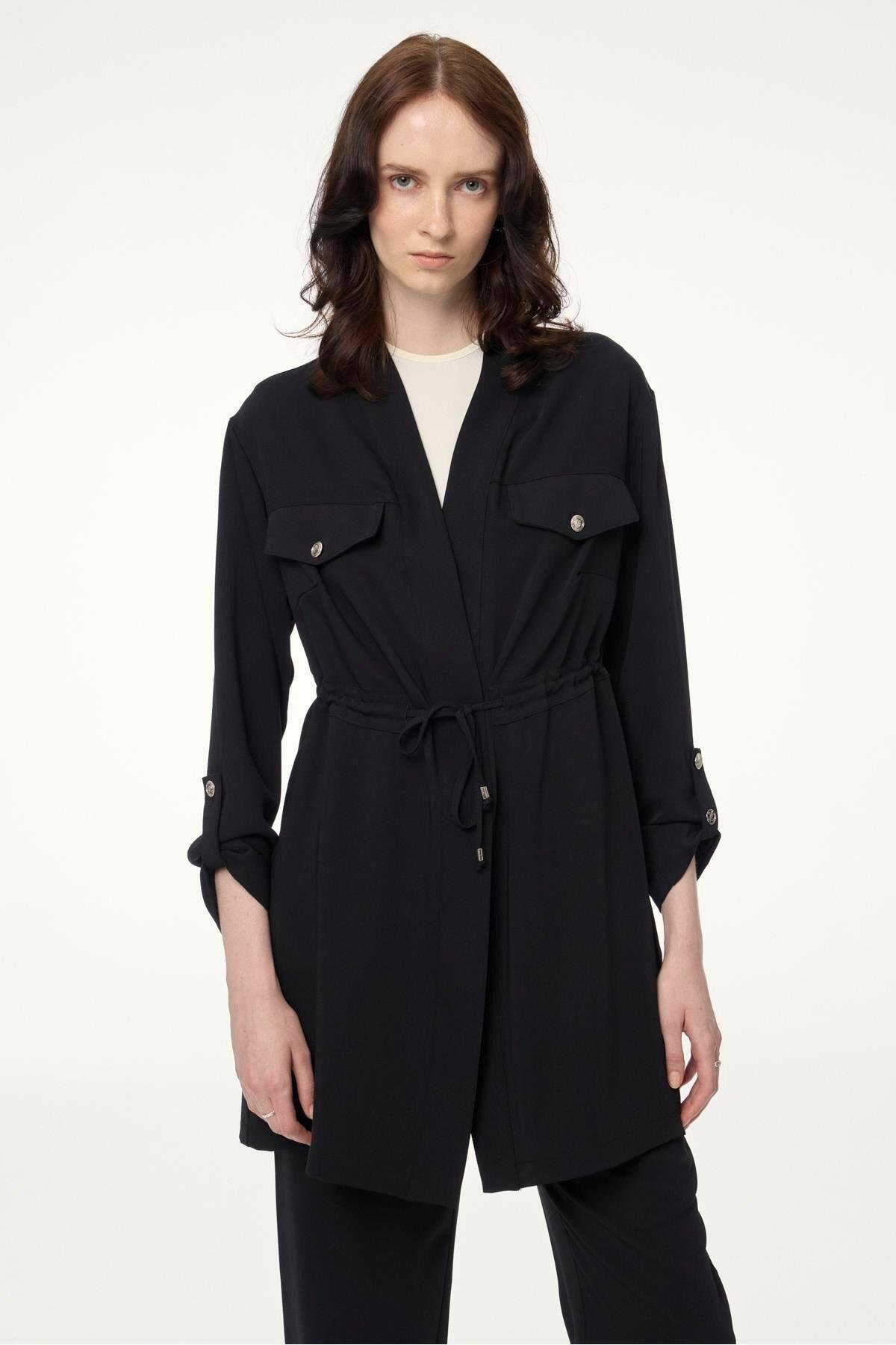 Zühre Cep Detaylı Üçlü Kombin Traphy Siyah Takım TK-1212