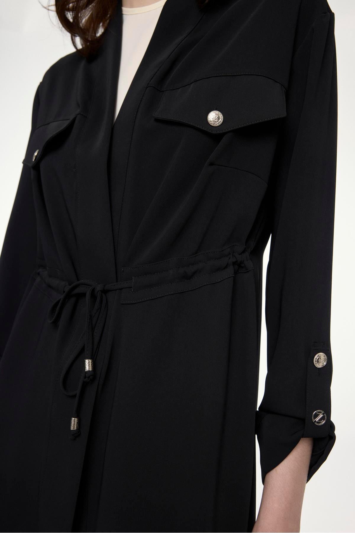 Zühre Cep Detaylı Üçlü Kombin Traphy Siyah Takım TK-1212