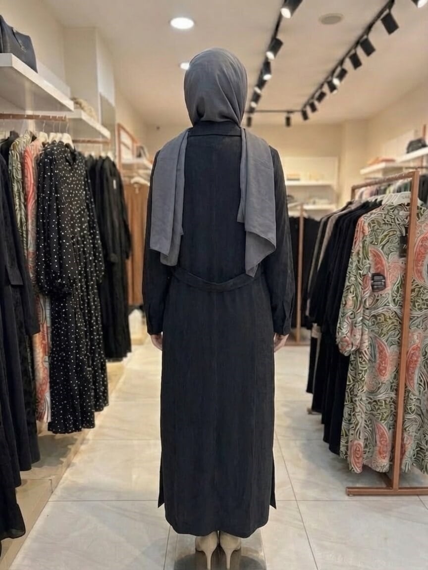 Zühre Leopar Jakar Detaylı Bel Kuşaklı Giy-Çık Siyah GÇ-0346