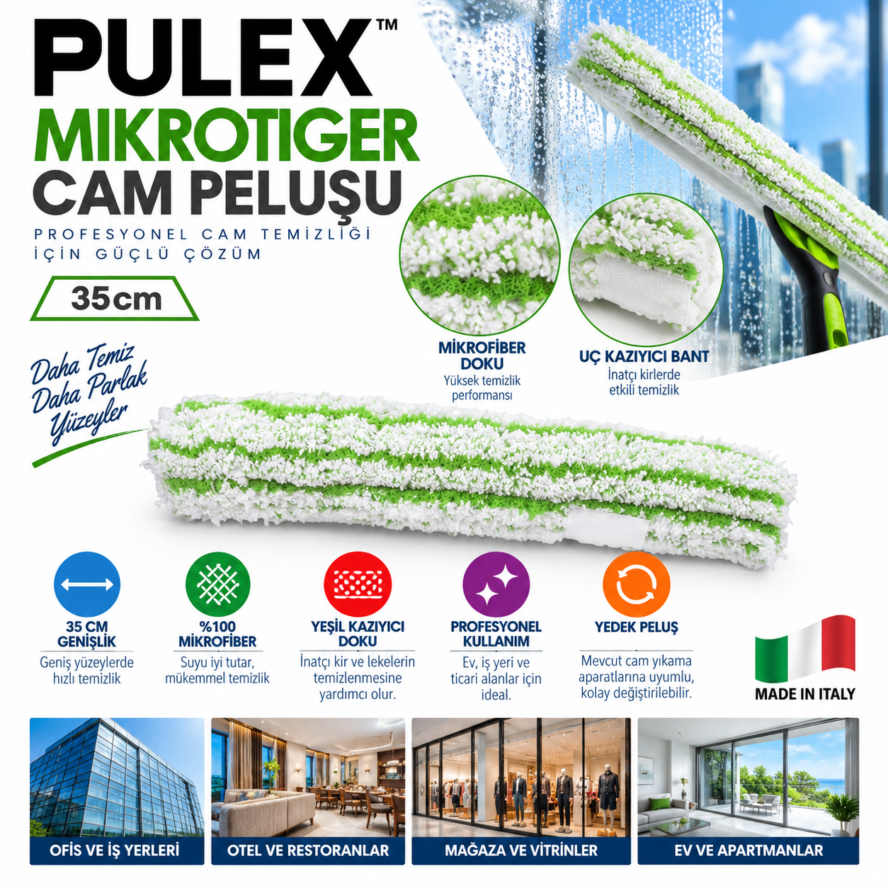 Pulex Mikrotiger Cam Peluşu 35 cm | Mikrofiber Yedek Peluş | Temizlik Gereçleri | Beyond HijyenPulexPulex Mikrotiger Cam Peluşu 35 cm – Yeşil Kazıyıcılı Mikrofiber Yedek Peluş