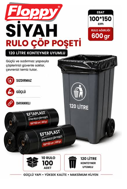 Floppy Hantal Endüstriyel Çöp Poşeti 100*150 - 10 lu Rulo I Çöp Kova &Torba I Beyond HijyenBeyond HijyenFloppy Hantal Endüstriyel Çöp Poşeti 100*150 - 10 lu Rulo