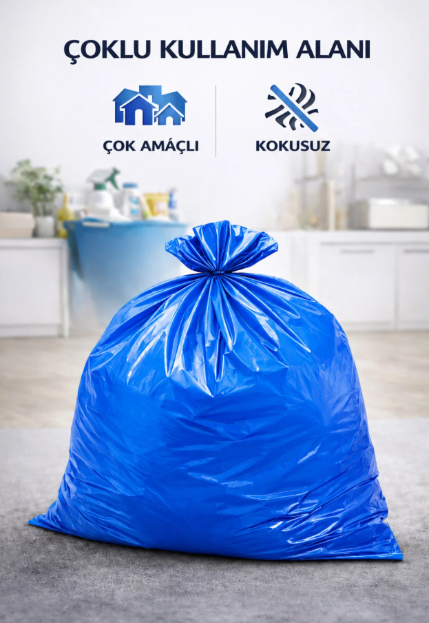 Jumbo Çöp Poşeti 80x110 cm 400 Gr 10 Adet I Çöp Kova &Torba I Beyond HijyenBeyond HijyenMispak Mavi Jumbo Çöp Poşeti 80*110 400 gr 10lu Rulo
