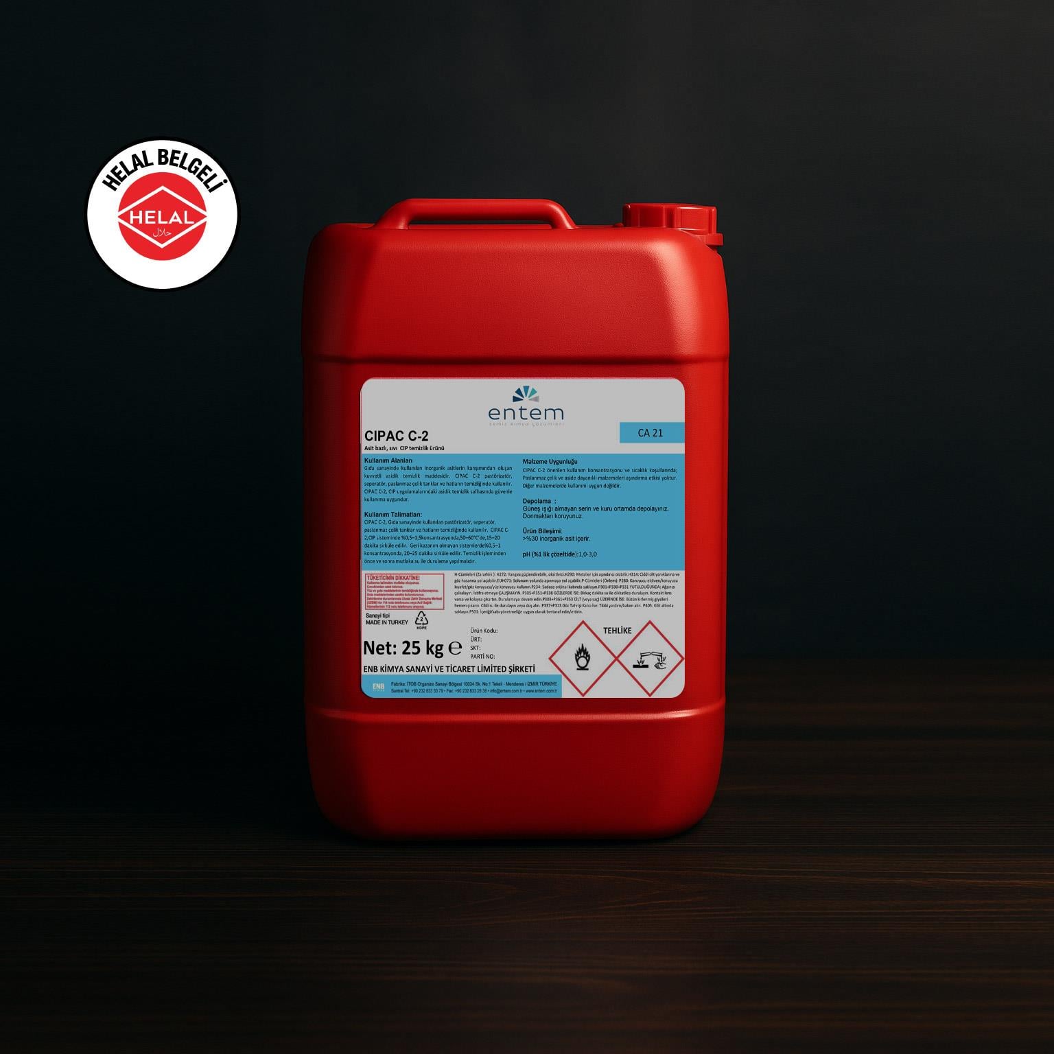 CIPAC C-2 – Asit Bazlı Sıvı CIP Temizlik Kimyasalı 25 LT | Beyond Hijyen | Gıda ve İçecek Hijyeni CIP Temizlik KimyasallarıEntemCIPAC C-2 – Asit Bazlı Sıvı CIP Temizlik Kimyasalı 25 LT