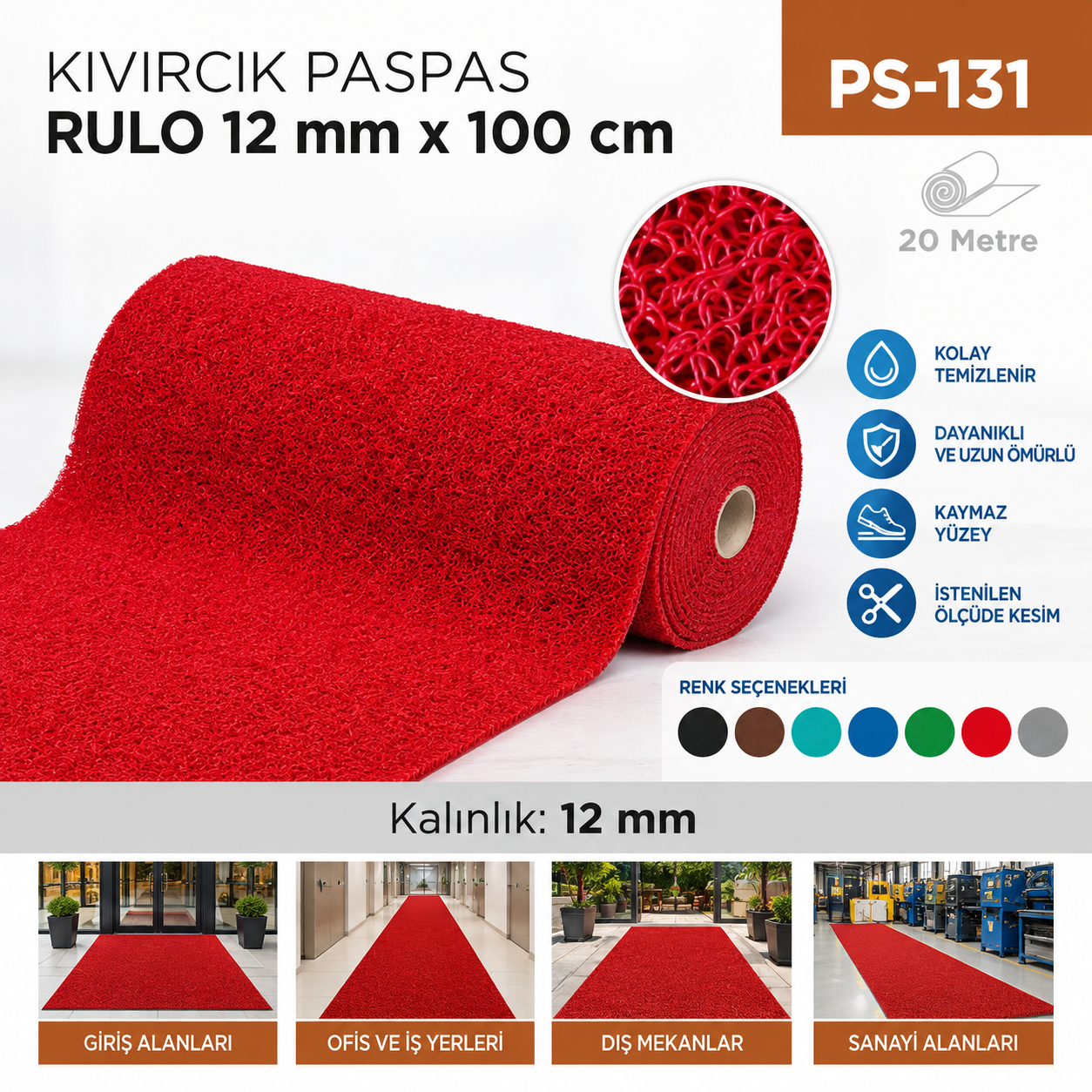 Kıvırcık Paspas Rulo 12 mm 100 cm (20 mt) | Beyond HijyenBeyond HijyenKıvırcık Paspas Rulo 12 mm 100 cm (20 mt)