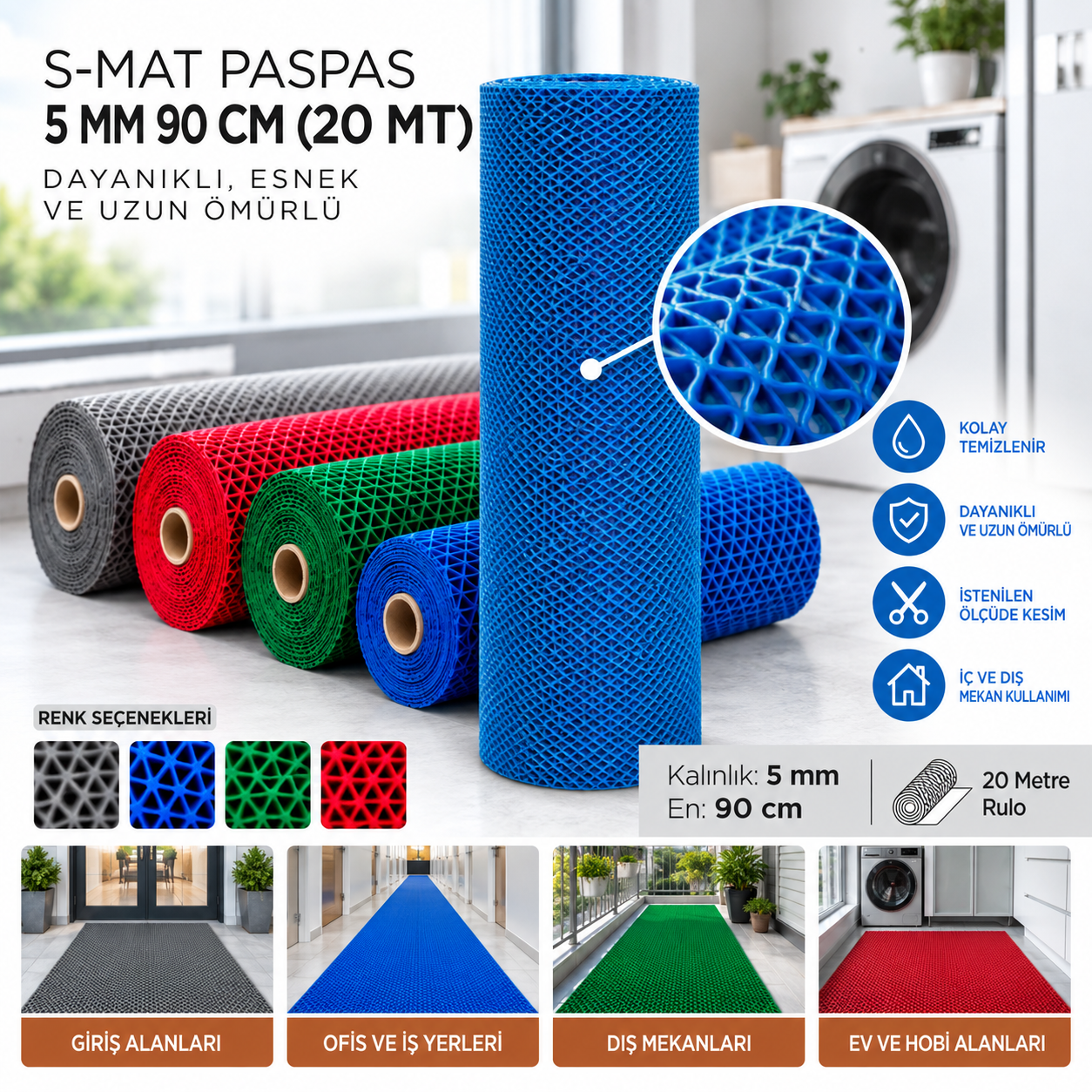 S-Mat Paspas 5 mm 90 cm (20 mt) | Beyond HijyenBeyond HijyenS-Mat Paspas 5 mm 90 cm (20 mt)