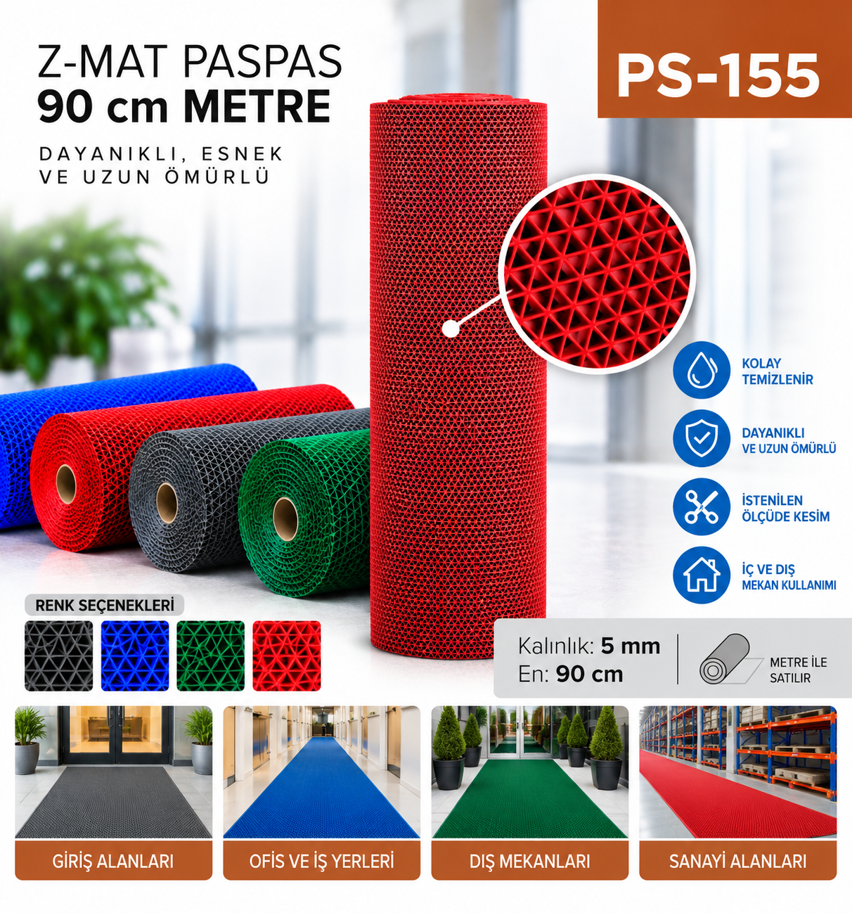 Z-Mat Paspas 5 mm 90 cm Metre | Beyond HijyenBeyond HijyenZ-Mat Paspas 5 mm 90 cm Metre