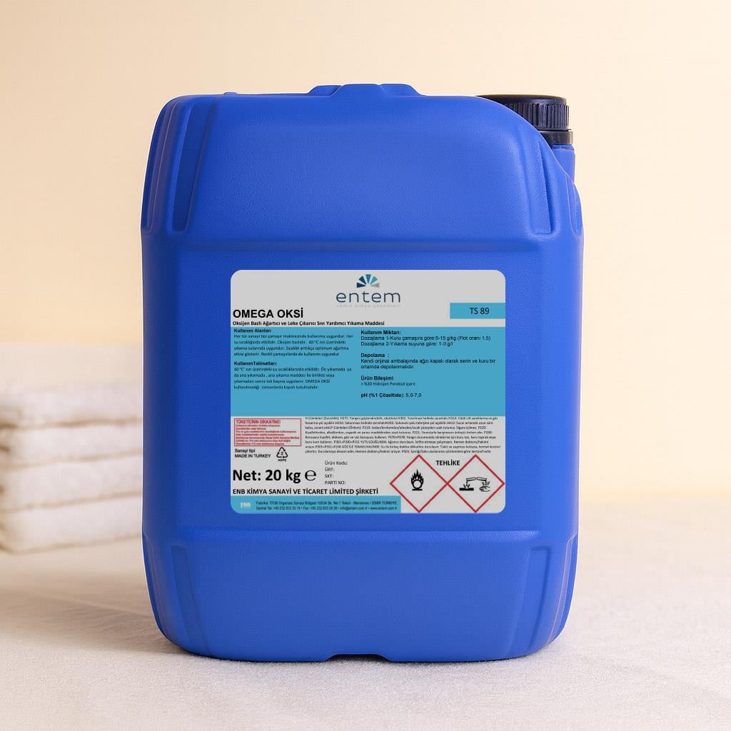 Entem OMEGA OKSİ 20 Kg – Oksijen Bazlı Ağartıcı ve Leke Çıkarıcı Endüstriyel Yıkama Kimyasalı | Beyond Hijyen | Temizlik Kimyasalları | Laundry DeterjanlarıEntemEntem OMEGA OKSİ 20 Kg – Oksijen Bazlı Ağartıcı ve Leke Çıkarıcı Sıvı Yardımcı Yıkama Maddesi