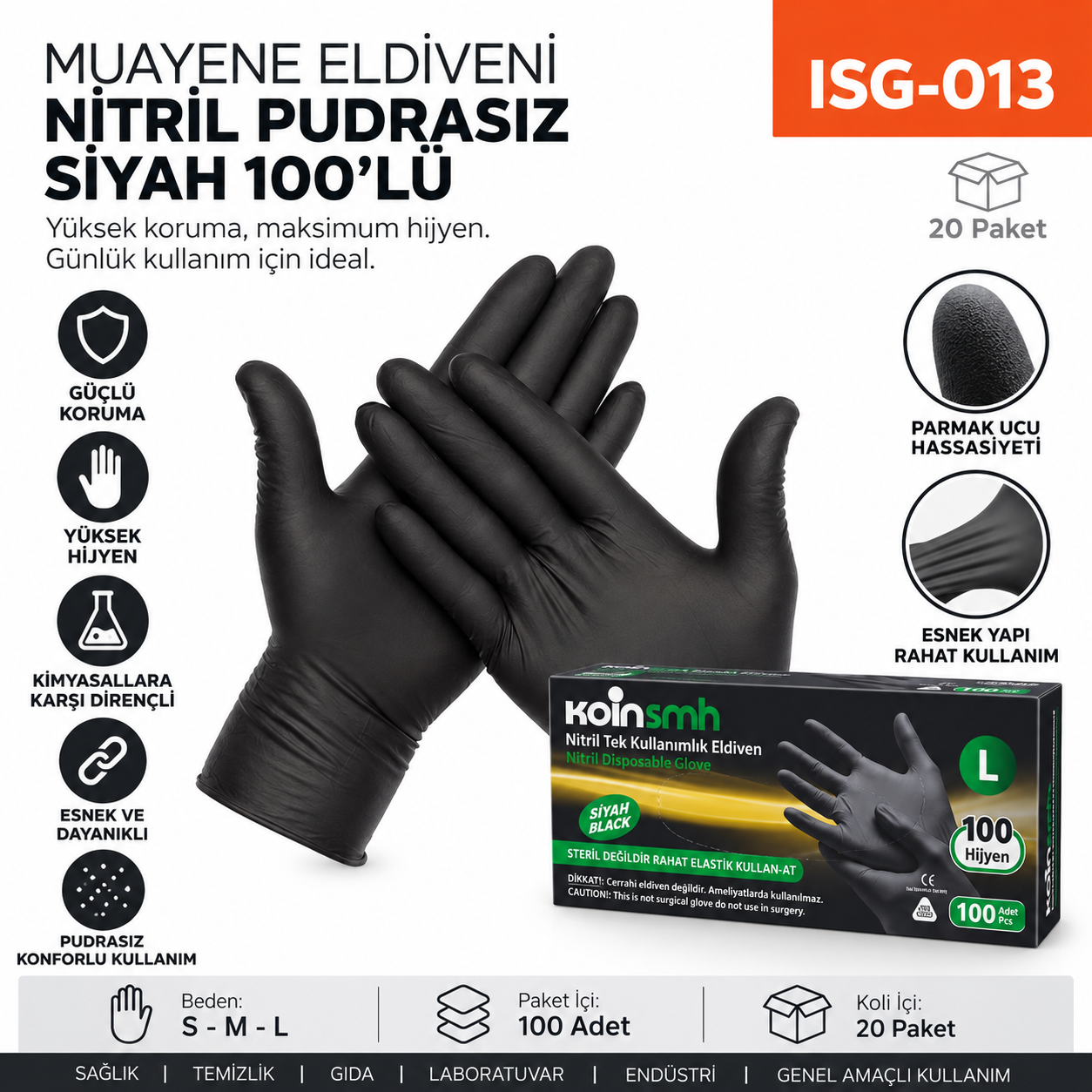 Muayene Eldiveni Nitril Pudrasız Siyah 100lü | Beyond HijyenBeyond HijyenMuayene Eldiveni Nitril Pudrasız Siyah 100lü