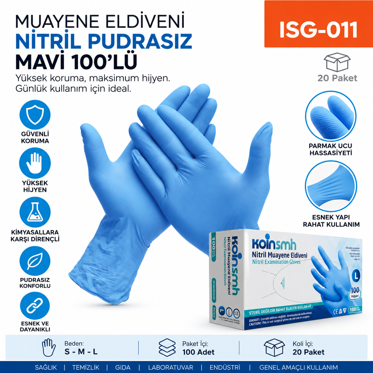 Muayene Eldiveni Nitril Pudrasız Mavi 100lü | Beyond HijyenBeyond HijyenMuayene Eldiveni Nitril Pudrasız Mavi 100lü