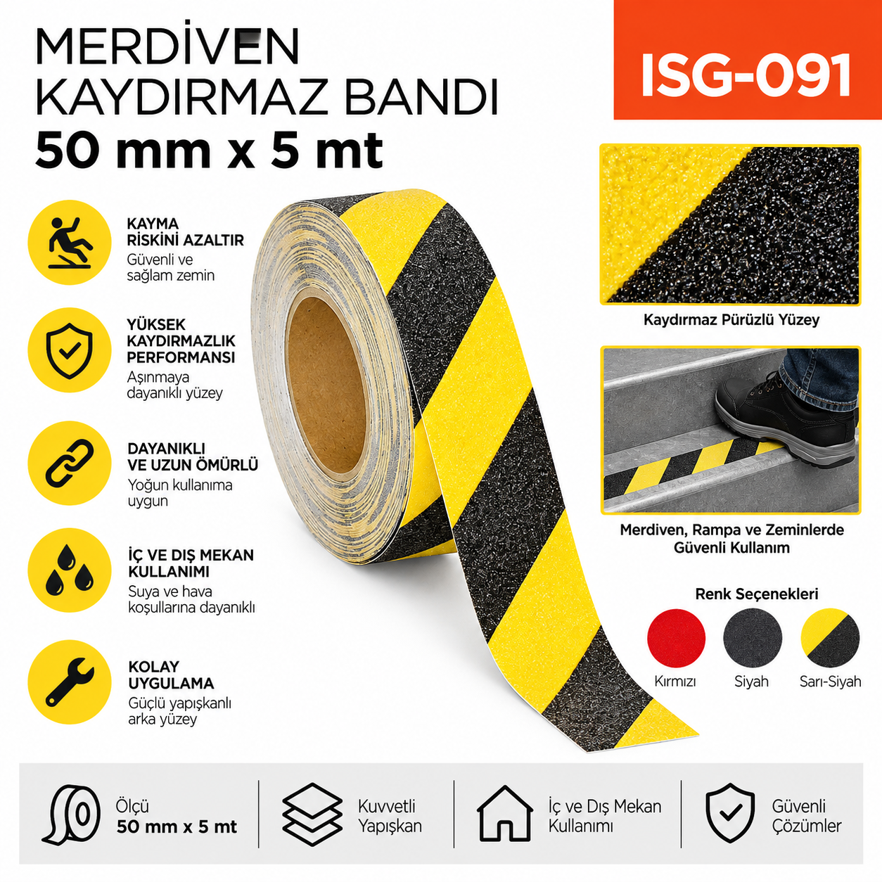 Merdiven Kaydırmaz Bandı 50 mm*5 mt | Beyond HijyenBeyond HijyenMerdiven Kaydırmaz Bandı 50 mm*5 mt