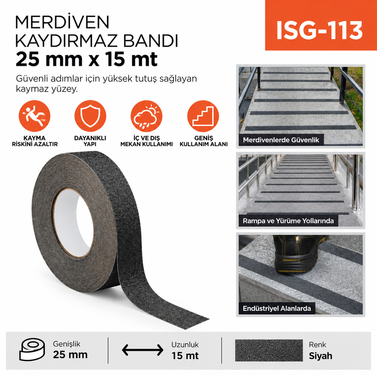 Merdiven Kaydırmaz Bandı 25 mm*15 mt | Beyond HijyenBeyond HijyenMerdiven Kaydırmaz Bandı 25 mm*15 mt