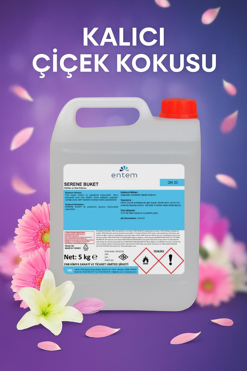 Entem Serene Buket Oda, Alan ve Çamaşır Parfümü 5 Lt. Kötü kokularda etkili alan kokusudur.  | Temizlik Kimyasalları I Beyond HijyenEntemEntem Serene Buket Oda ve Çamaşır Parfümü 5 Lt