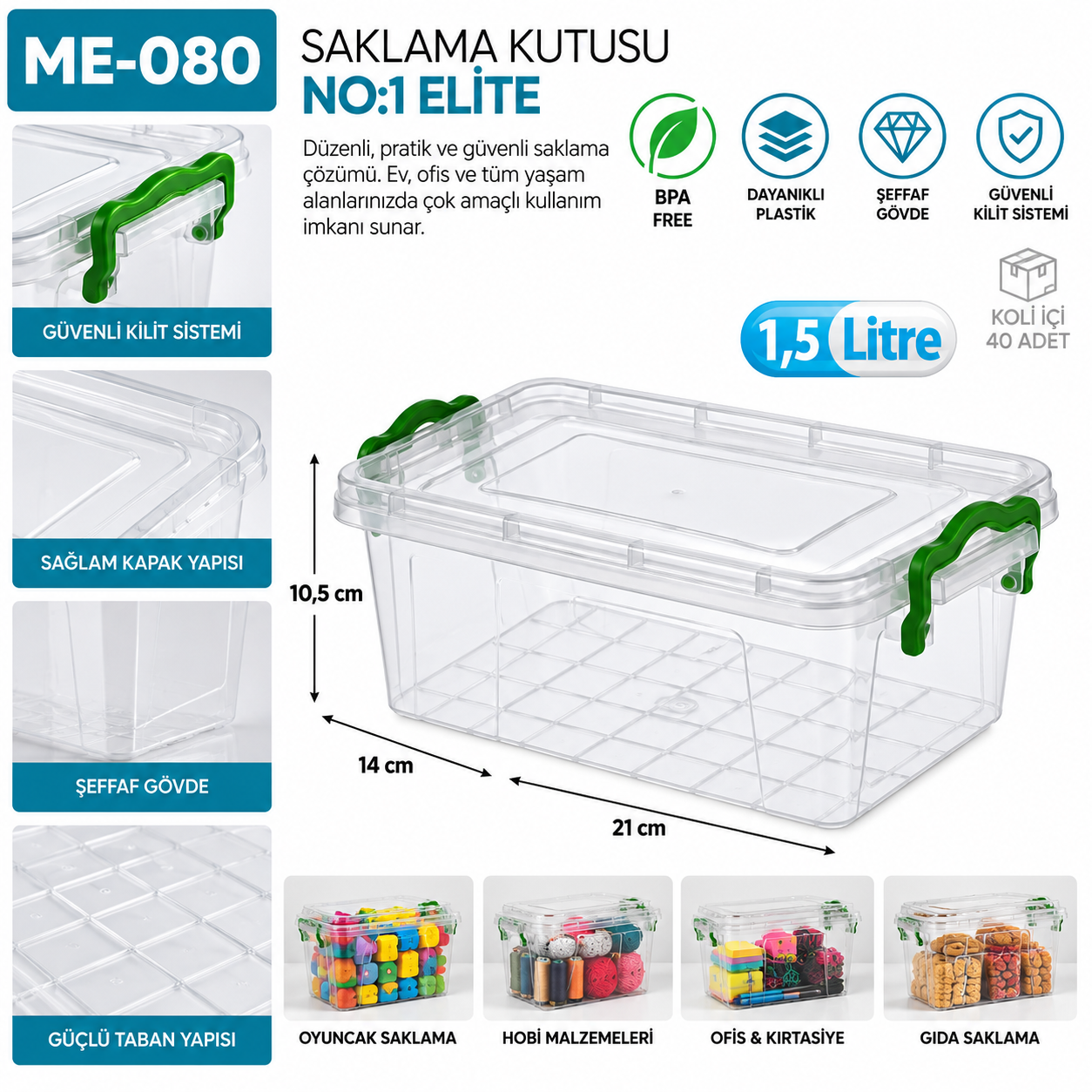 Saklama Kutusu No:1 Elite 1,5 LT (2670) | Beyond HijyenBeyond HijyenSaklama Kutusu No:1 Elite 1,5 LT (2670)
