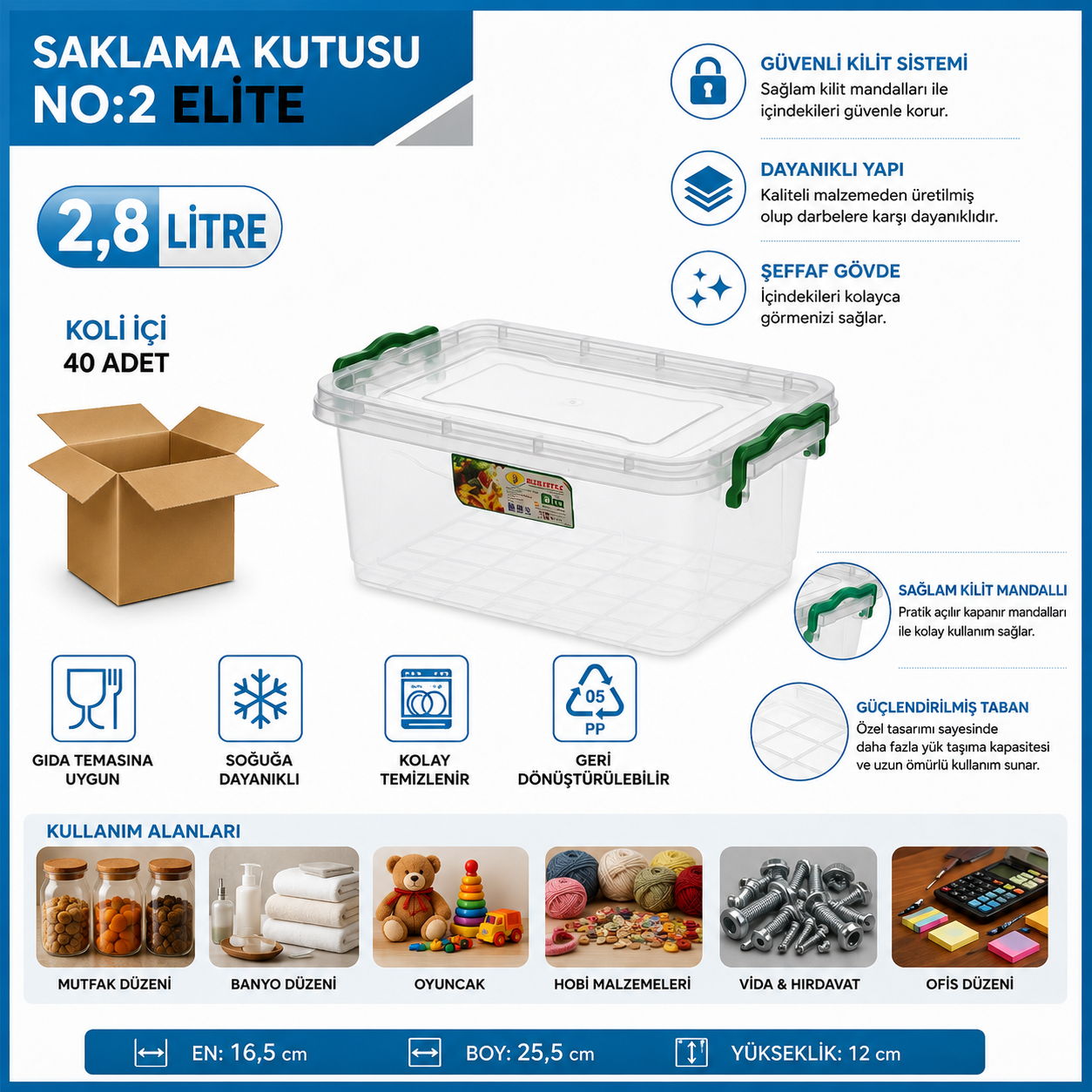 Saklama Kutusu No:2 Elite 2,8 LT (2675) | Beyond HijyenBeyond HijyenSaklama Kutusu No:2 Elite 2,8 LT (2675)