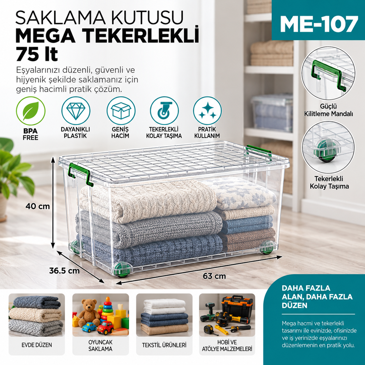 Saklama Kutusu Mega Tekerli 75 LT(2625) | Beyond HijyenBeyond HijyenSaklama Kutusu Mega Tekerli 75 LT(2625)