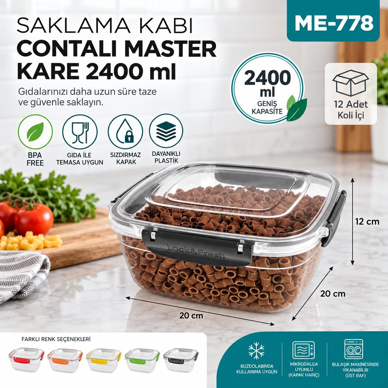 Saklama Kabı Contalı Master Kare 2400 ML(30805) | Beyond HijyenBeyond HijyenSaklama Kabı Contalı Master Kare 2400 ML(30805)