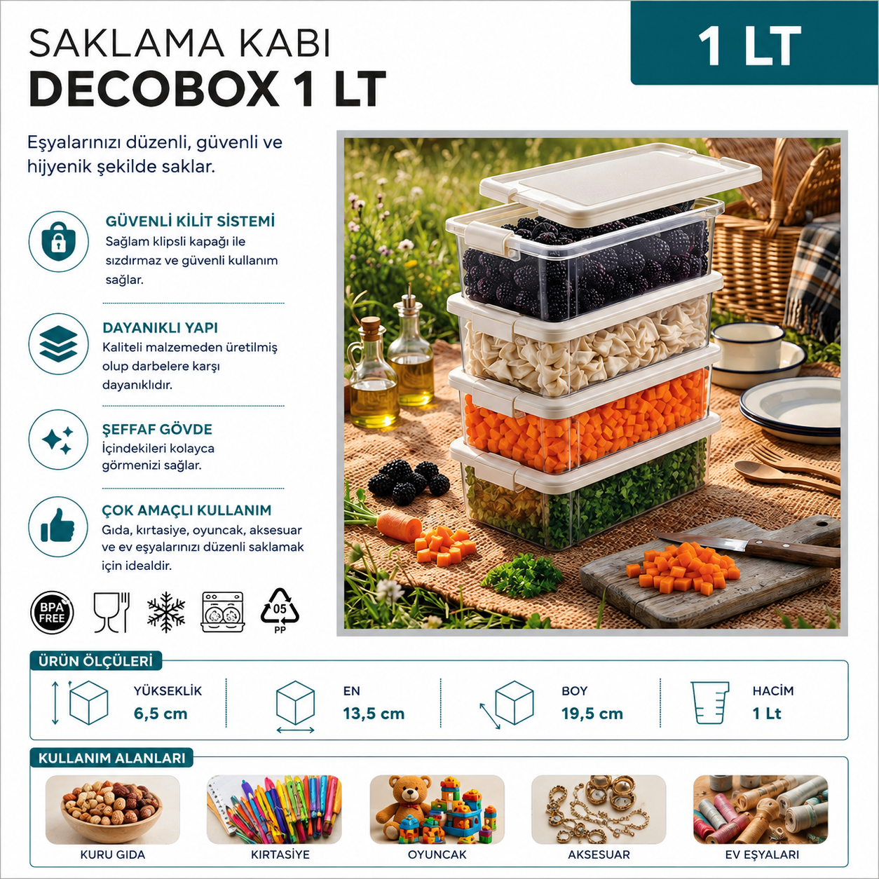 Saklama Kabı Decobox 1,0 LT (2952) | Beyond HijyenBeyond HijyenSaklama Kabı Decobox 1,0 LT (2952)