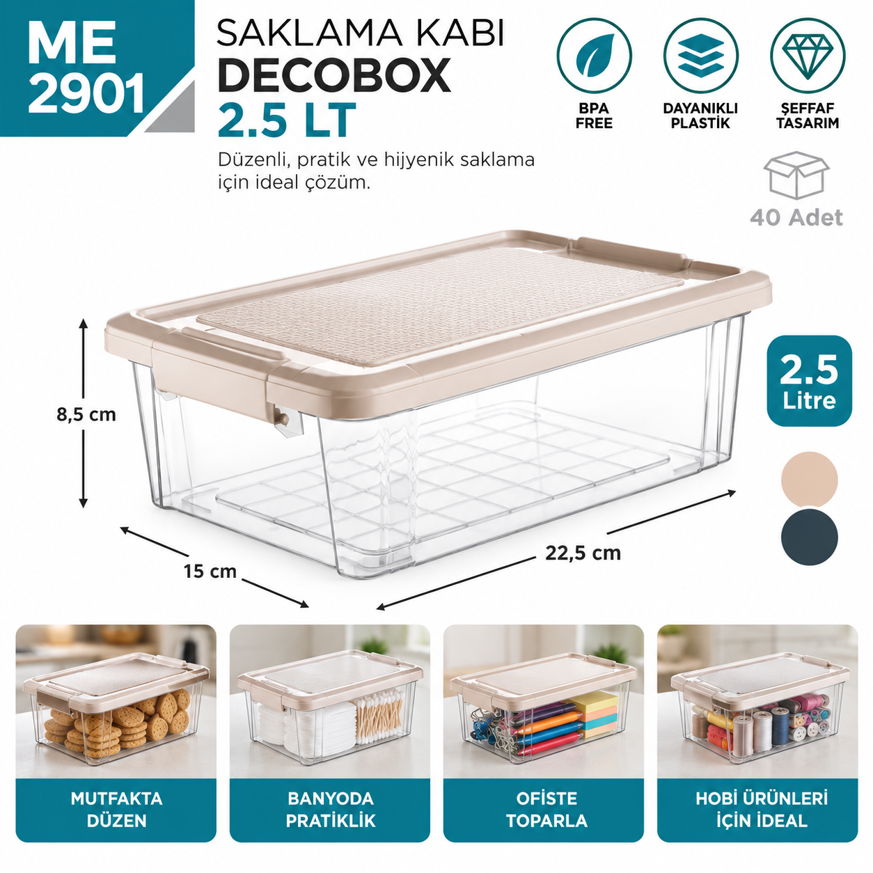 Saklama Kabı Decobox 2,5 LT (2954) | Beyond HijyenBeyond HijyenSaklama Kabı Decobox 2,5 LT (2954)