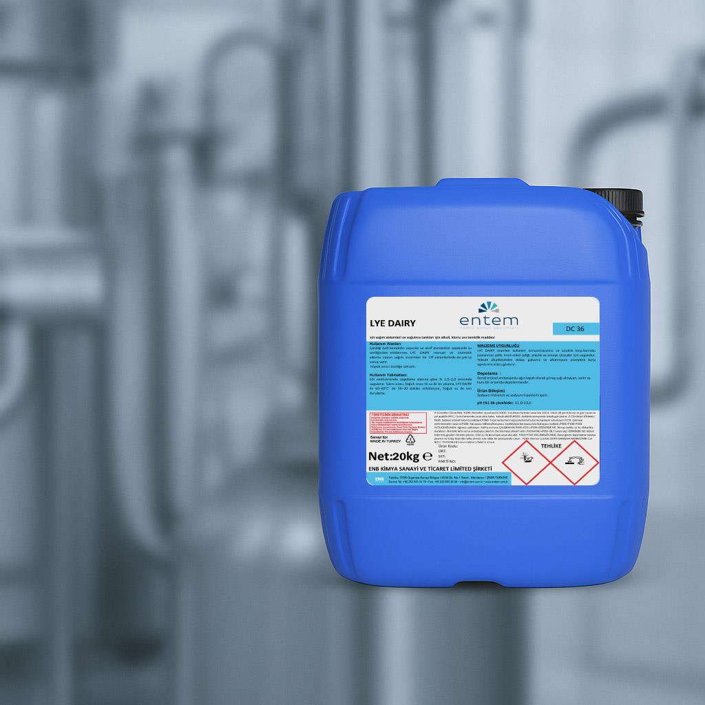 LYE DAIRY – Alkali ve Klorlu Sıvı Temizlik Maddesi | Beyond HijyenEntemEntem LYE DAIRY helal belgeli Alkali Sağım Sistemi ve Süt Tankı Temizleyicisi 25 LT
