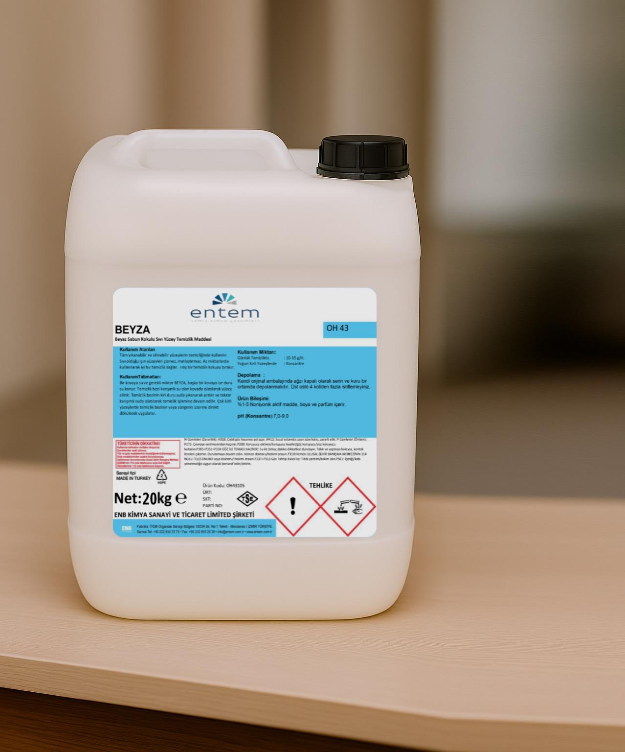Entem Beyza Beyaz Sabun Kokulu Yüzey Temizleyici 20 LT | Temizlik Kimyasalları | Beyond HijyenEntemEntem Beyza Beyaz Sabun Kokulu Yüzey Temizleyici 20 lt