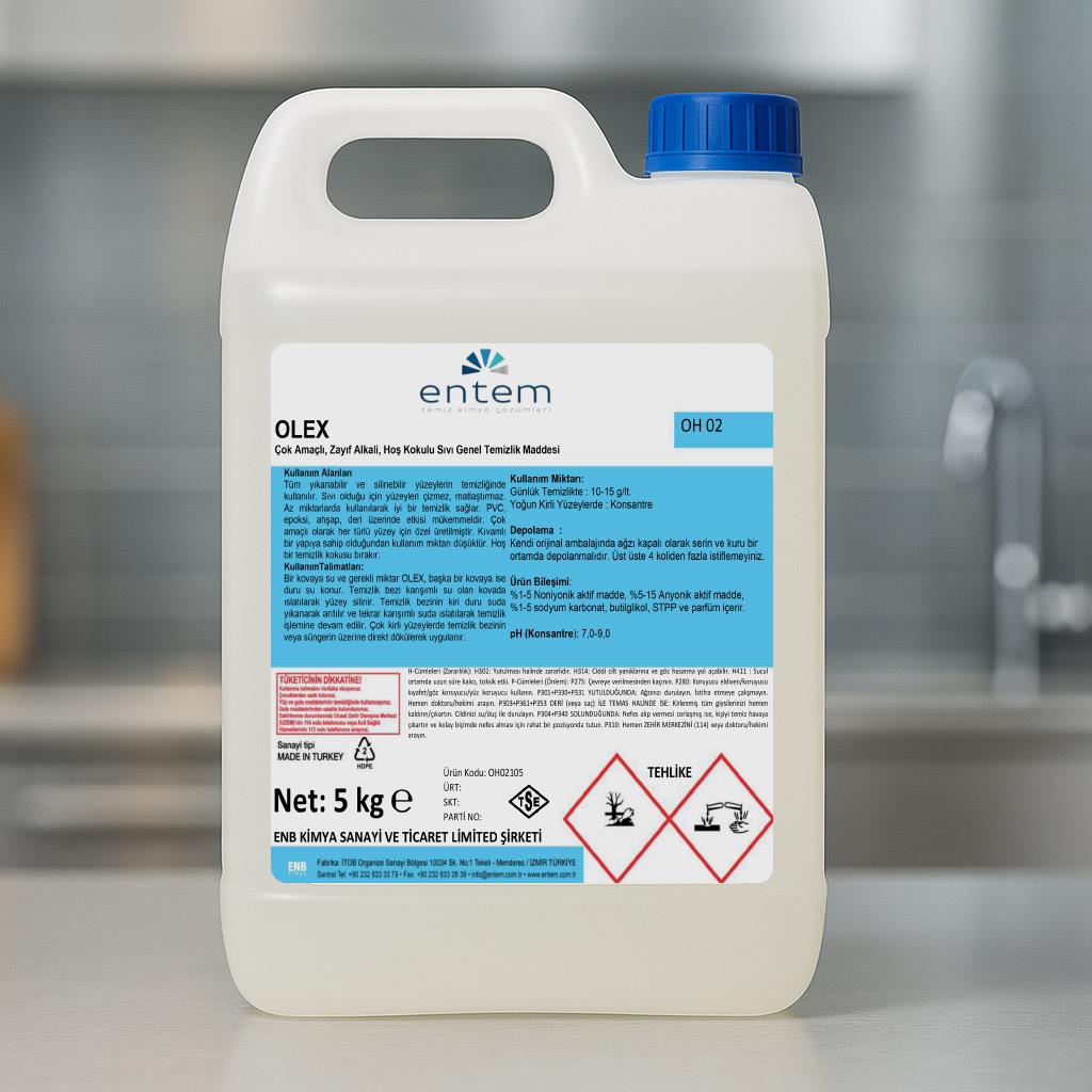 Entem Olex Çok Amaçlı, Zayıf Alkali, Hoş Kokulu Sıvı Genel Temizlik Maddesi 20 Lt | Temizlik Kimyasalları | Beyond HijyenEntemEntem Olex Çok Amaçlı, Zayıf Alkali, Hoş Kokulu Sıvı Genel Temizlik Maddesi 5 Lt