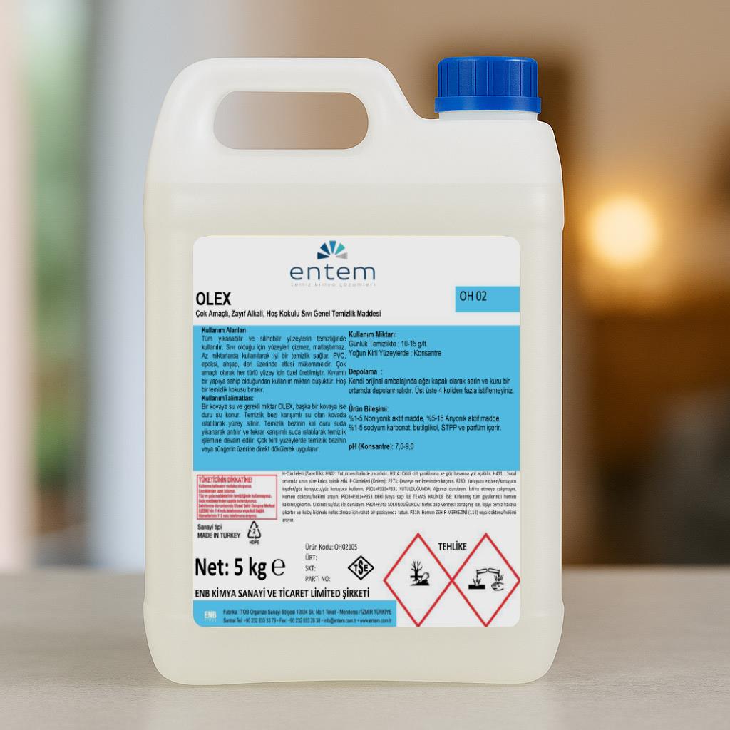Entem Olex Çok Amaçlı, Zayıf Alkali, Hoş Kokulu Sıvı Genel Temizlik Maddesi 20 Lt | Temizlik Kimyasalları | Beyond HijyenEntemEntem Olex Çok Amaçlı, Zayıf Alkali, Hoş Kokulu Sıvı Genel Temizlik Maddesi 5 Lt