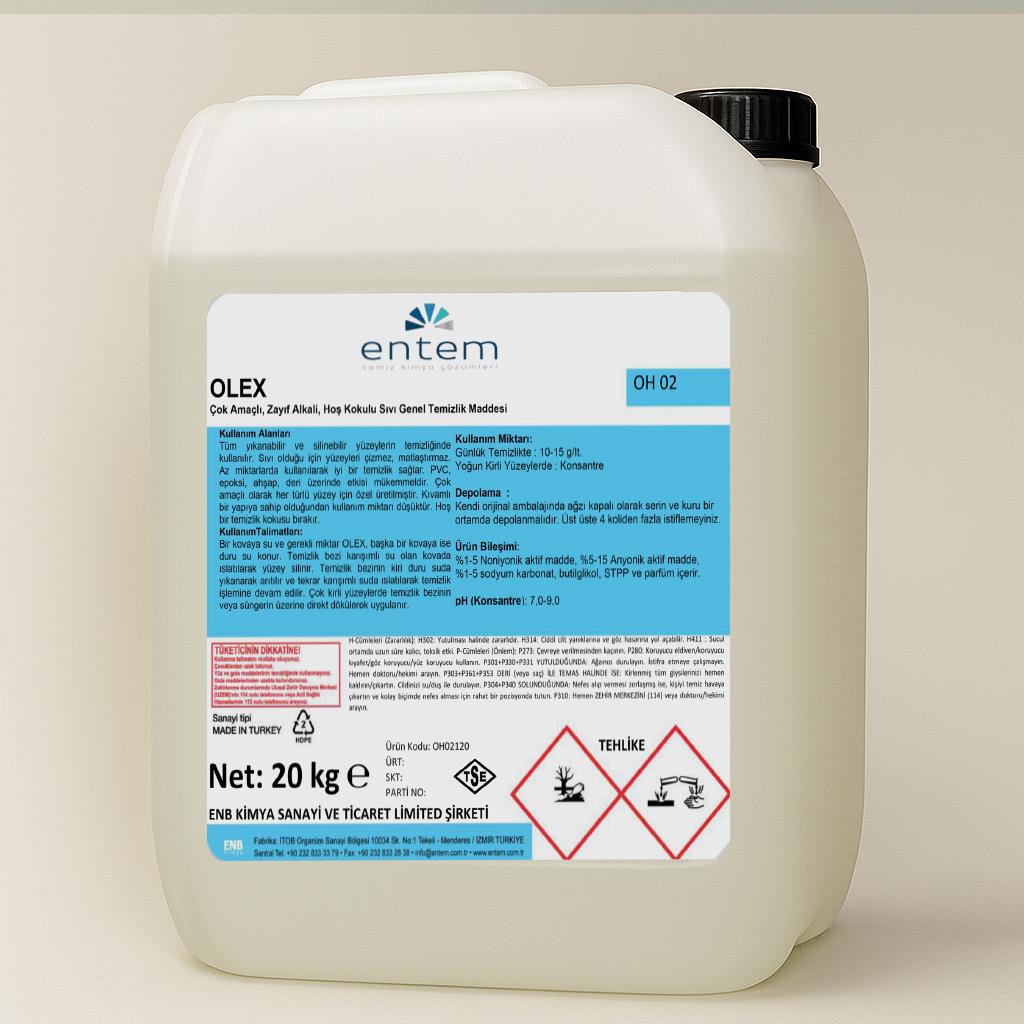 Entem Olex Çok Amaçlı, Zayıf Alkali, Hoş Kokulu Sıvı Genel Temizlik Maddesi 20 Lt | Temizlik Kimyasalları | Beyond HijyenEntemEntem Olex Çok Amaçlı, Zayıf Alkali, Hoş Kokulu Sıvı Genel Temizlik Maddesi 20 Lt