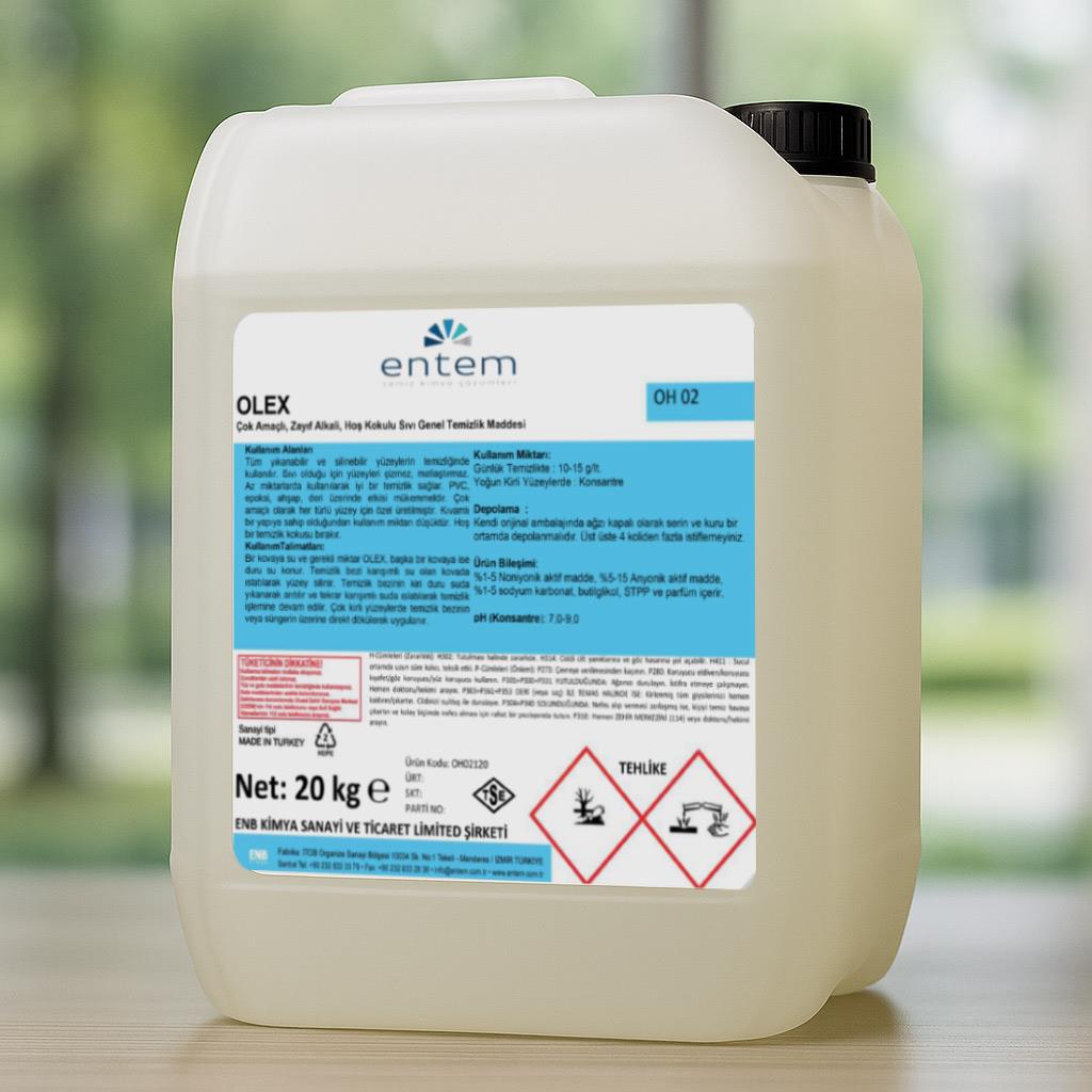 Entem Olex Çok Amaçlı, Zayıf Alkali, Hoş Kokulu Sıvı Genel Temizlik Maddesi 20 Lt | Temizlik Kimyasalları | Beyond HijyenEntemEntem Olex Çok Amaçlı, Zayıf Alkali, Hoş Kokulu Sıvı Genel Temizlik Maddesi 20 Lt