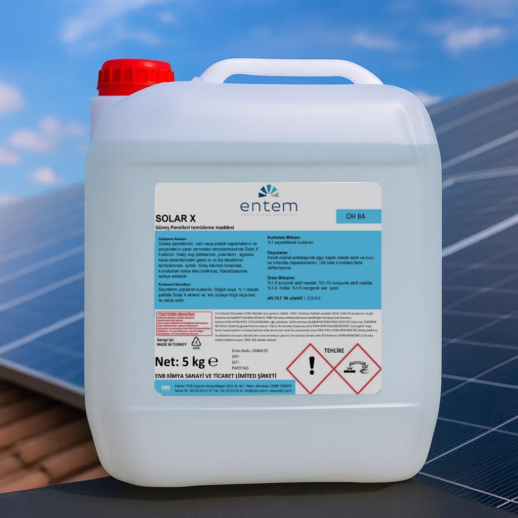 SOLAR X – Güneş Paneli Temizleme Solüsyonu | Leke ve Kireç Bırakmayan Temizlik Çözümü I Temizlik Kimyasalları I Beyond HijyenEntemSOLAR X – Güneş Paneli Temizleme Solüsyonu 5 lt