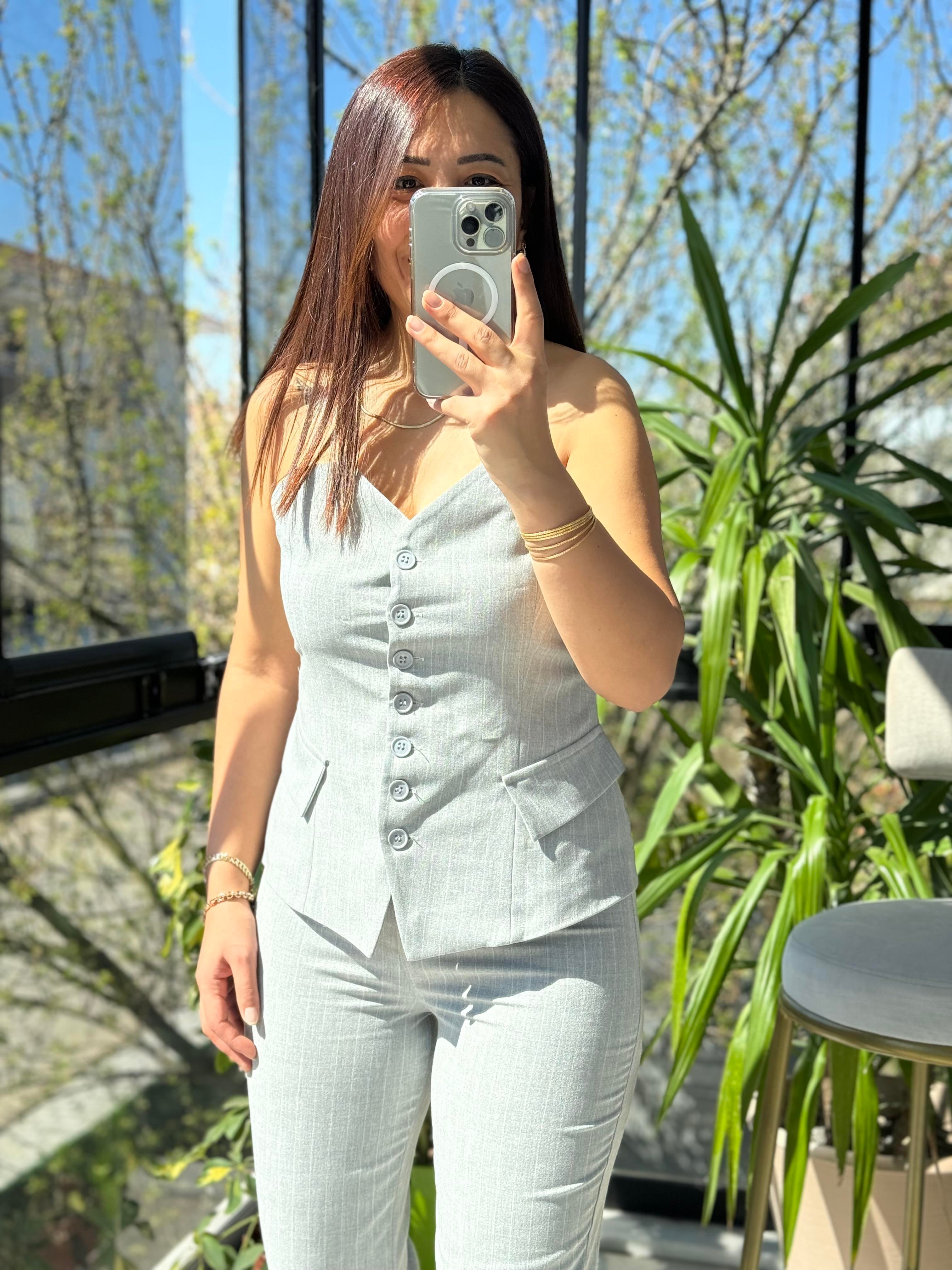 3'lü Çizgili Takım Gri