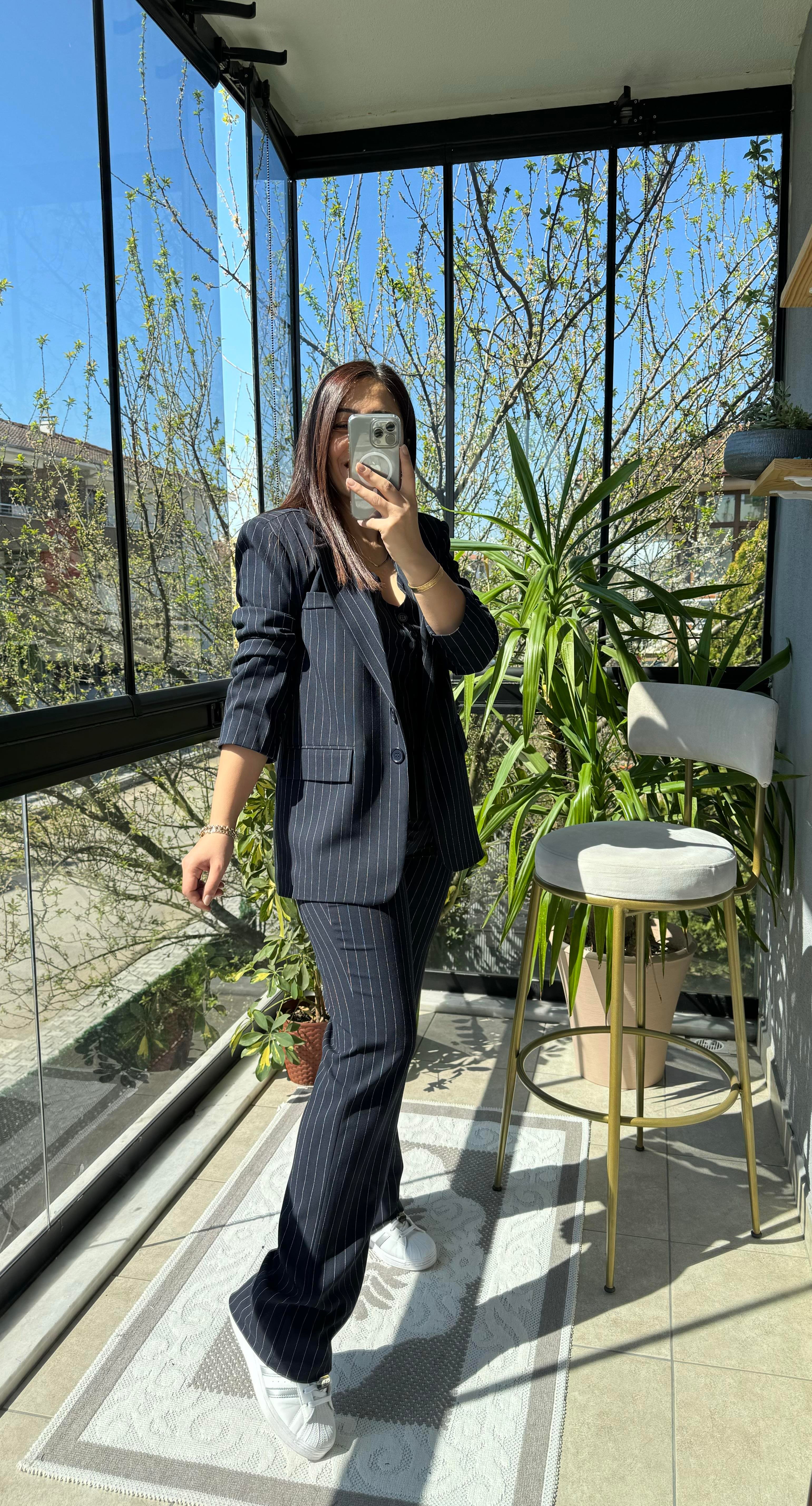 3'lü Çizgili Takım Lacivert