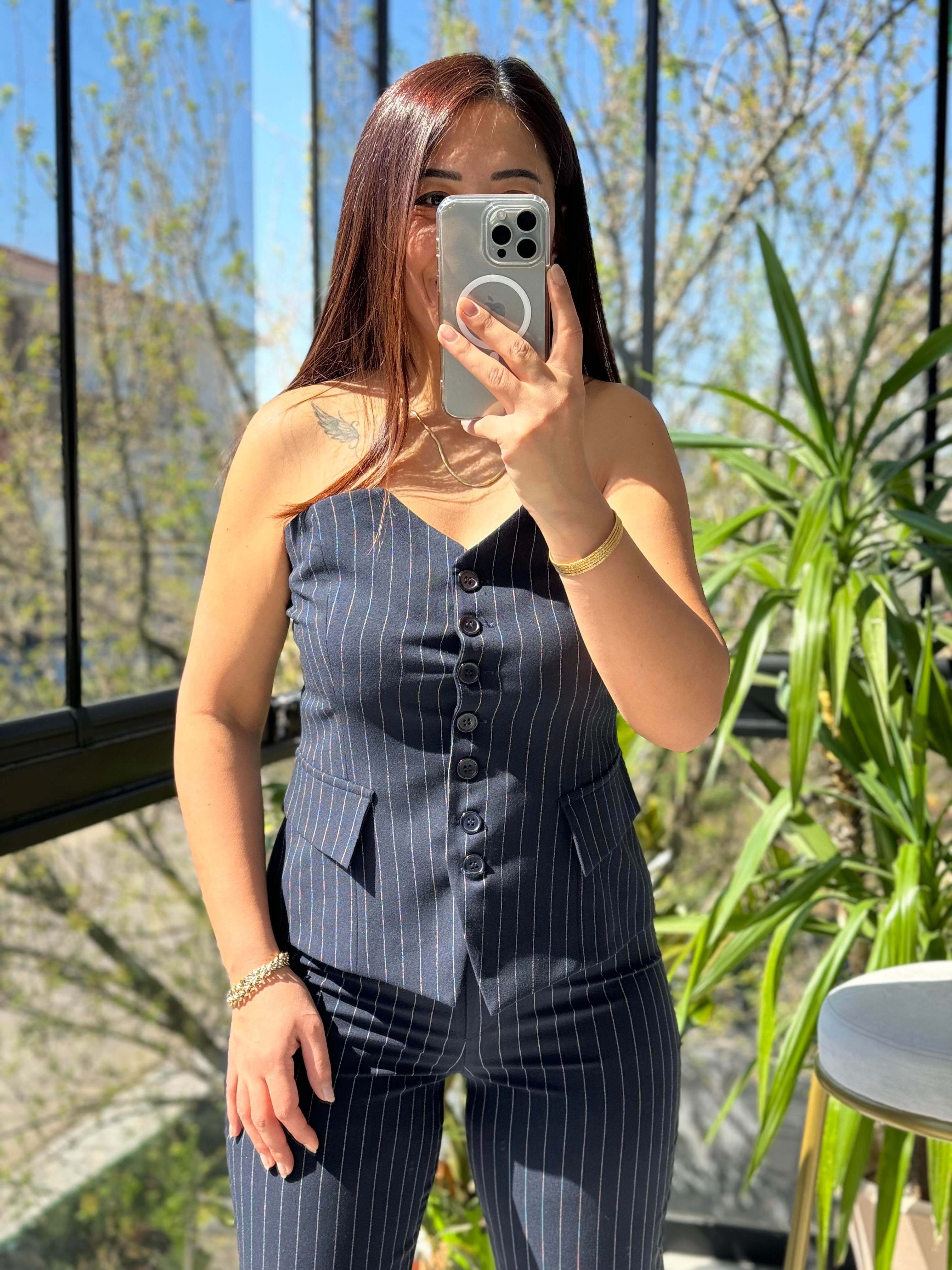 3'lü Çizgili Takım Lacivert