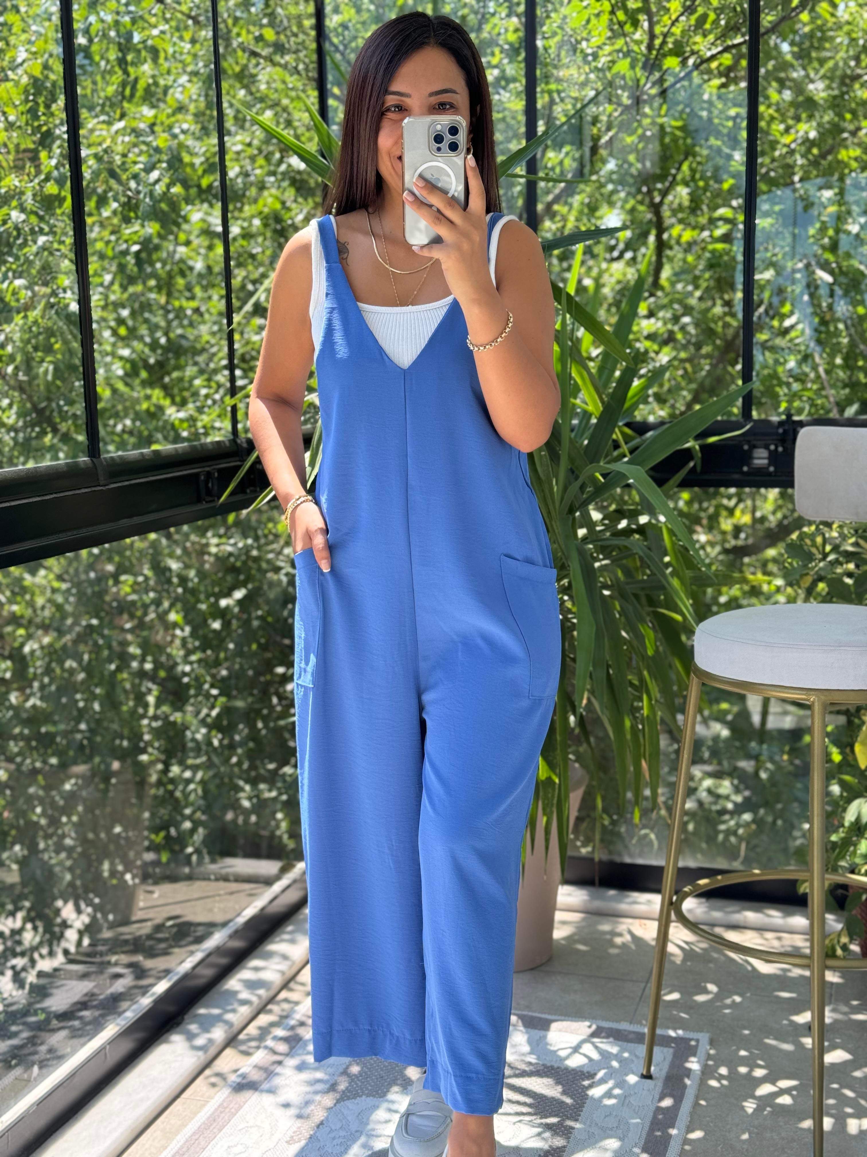 Aerobin Kumaş Tulum Mavi