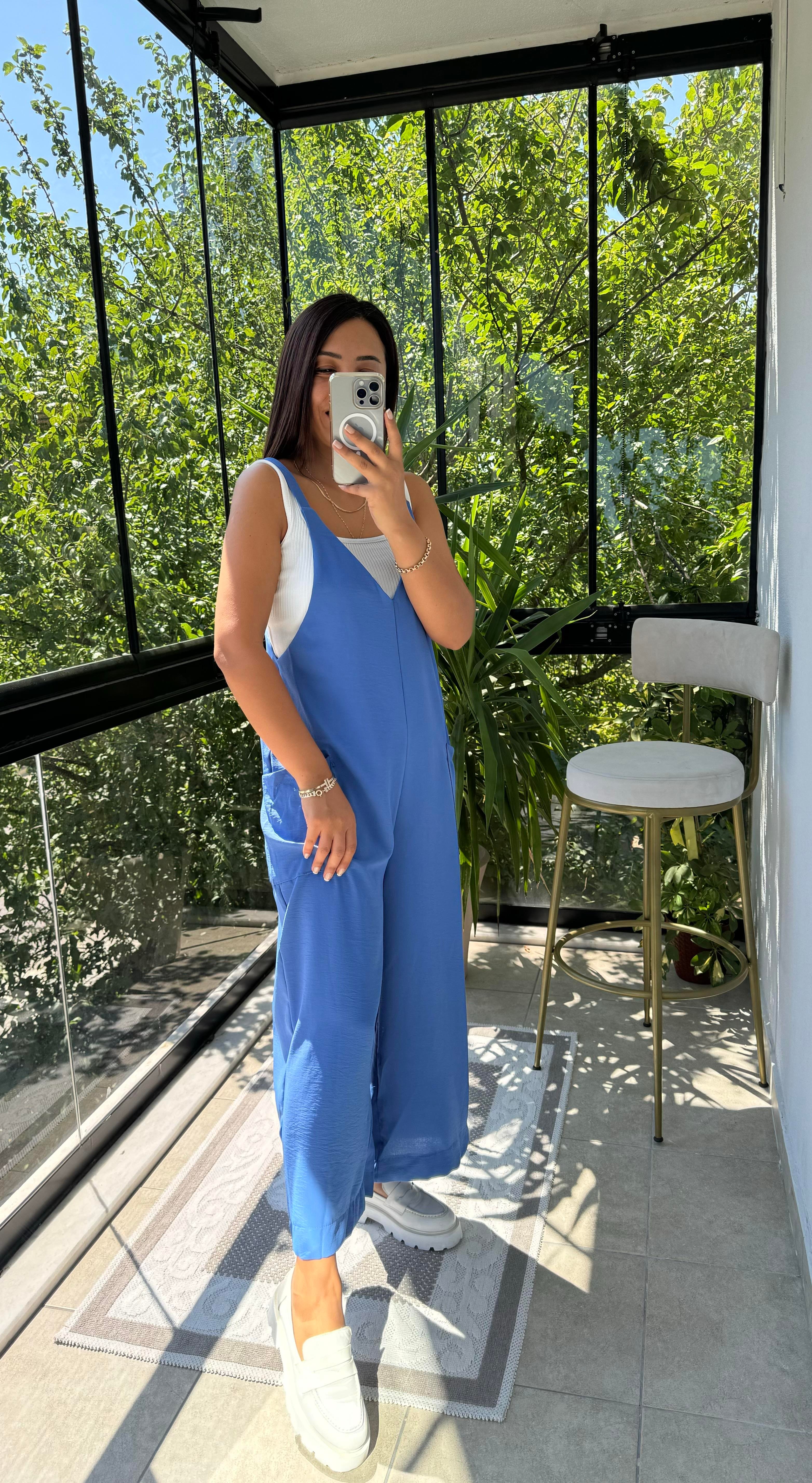 Aerobin Kumaş Tulum Mavi