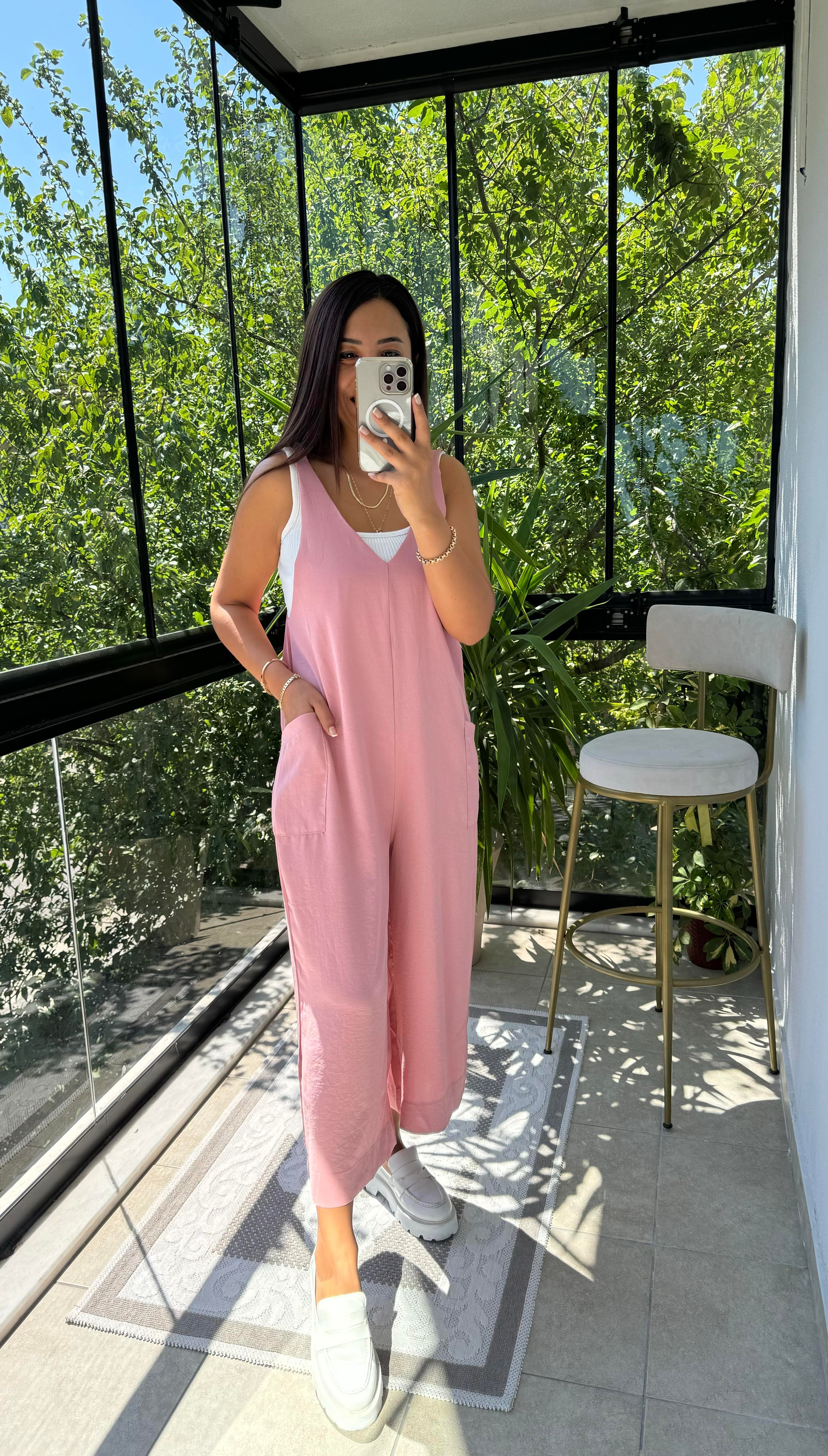 Aerobin Kumaş Tulum Pudra