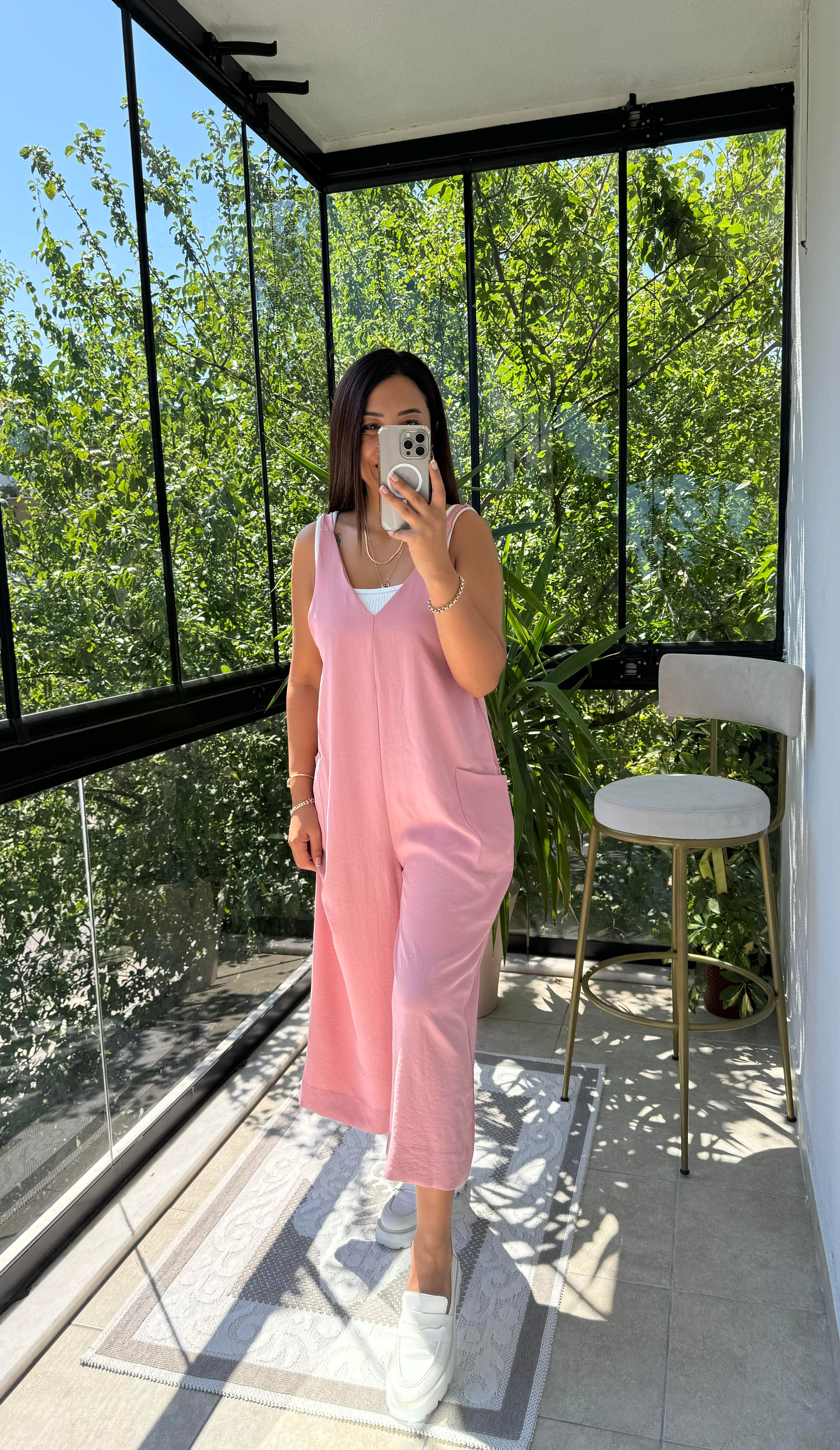 Aerobin Kumaş Tulum Pudra