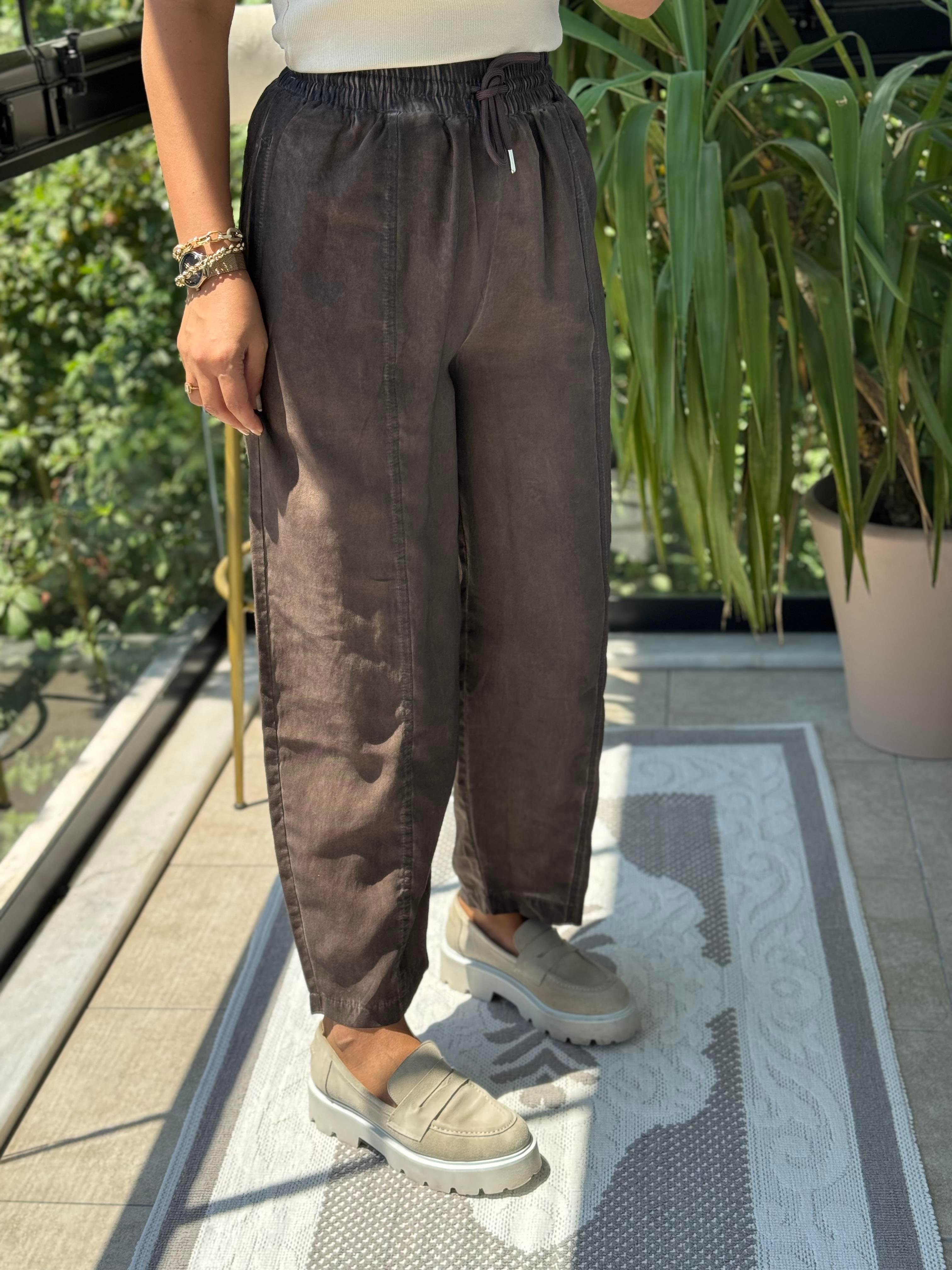 Asit Yıkamalı Bagi Pantolon Kahve