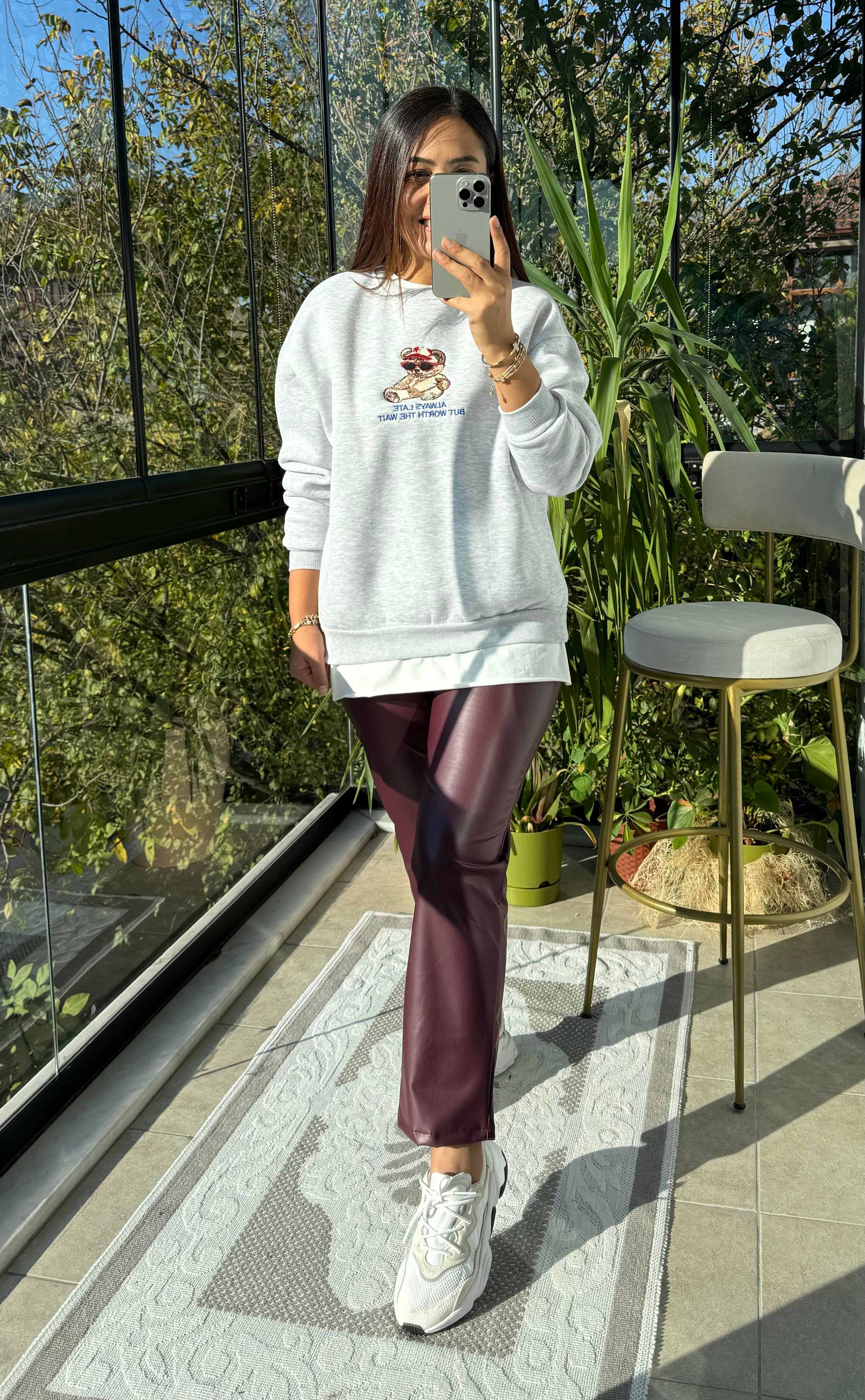 Ayıcıklı Sweatshirt Gri