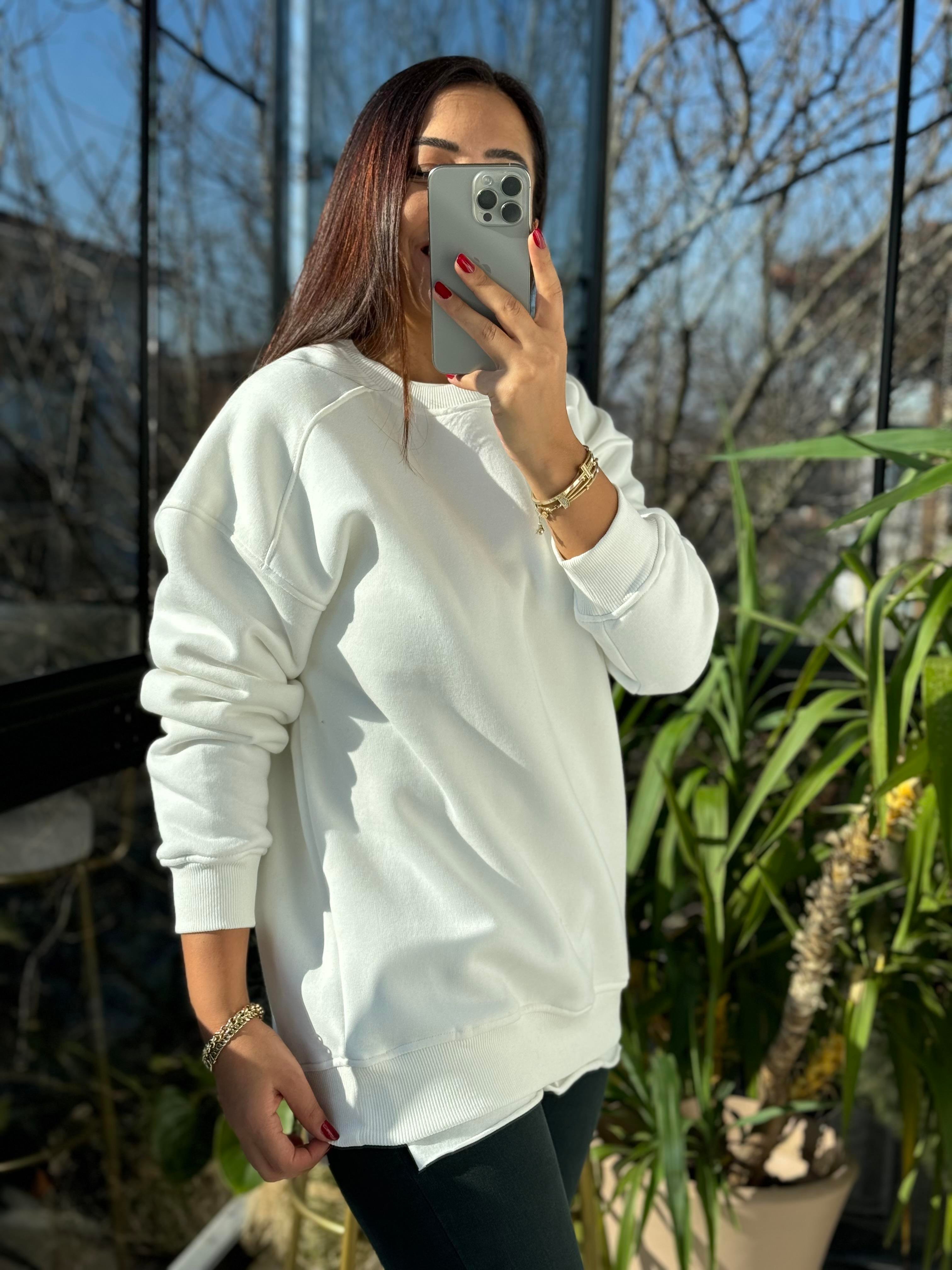 Basic Sweatshirt Beyaz