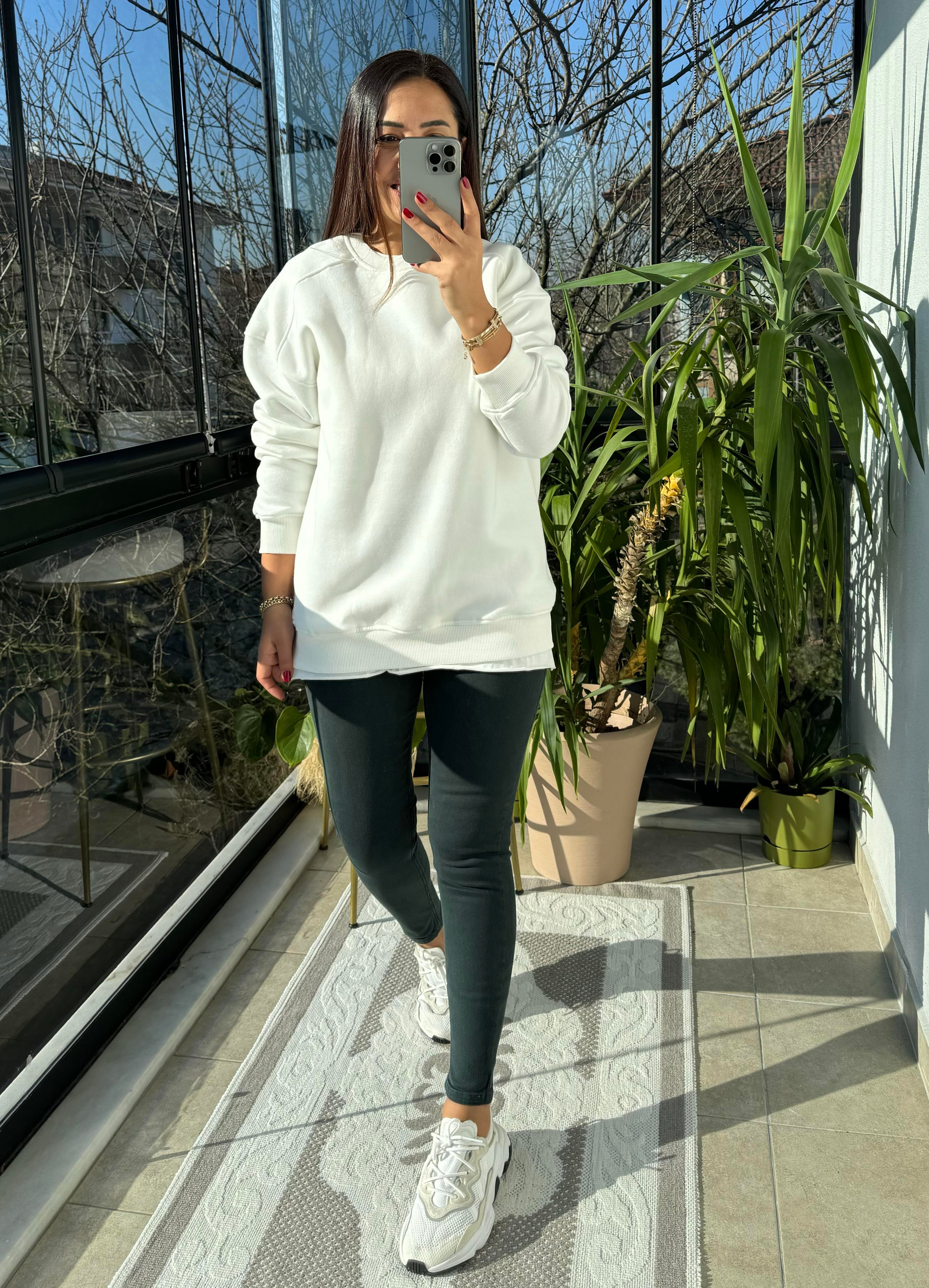 Basic Sweatshirt Beyaz