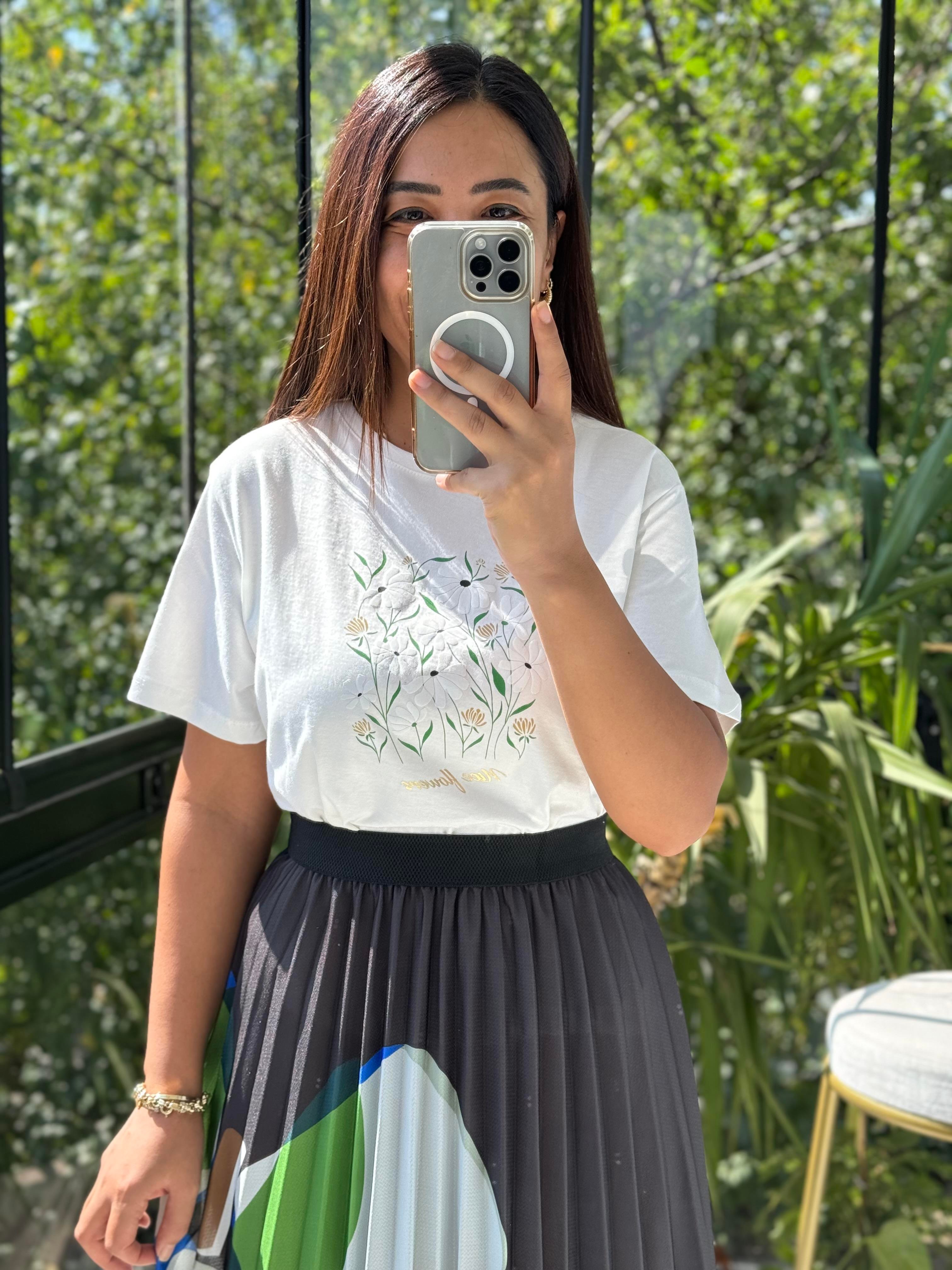 Baskılı Pamuklu Tişört Yeşil