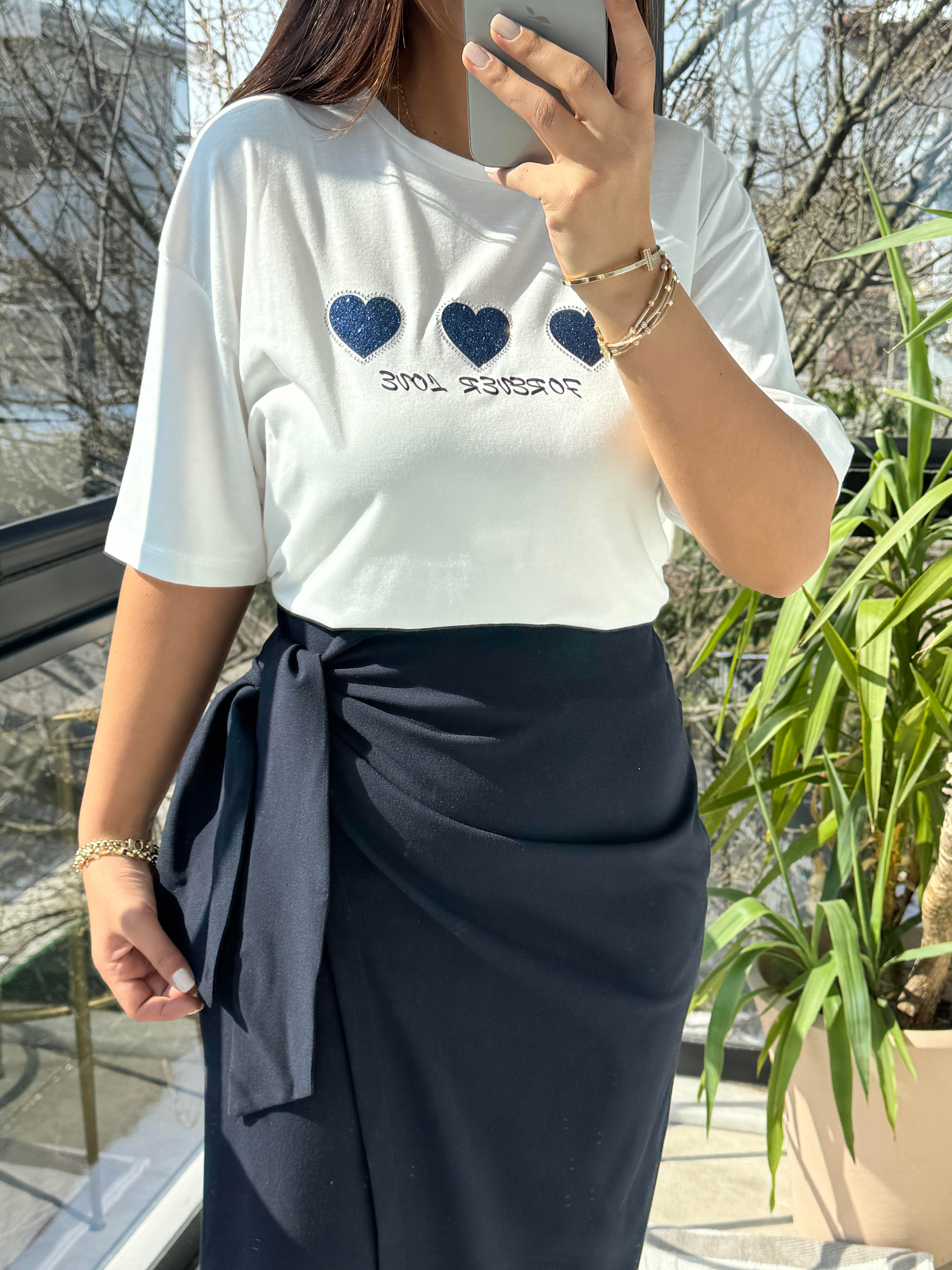 Beli Bağlamalı Etek lacivert