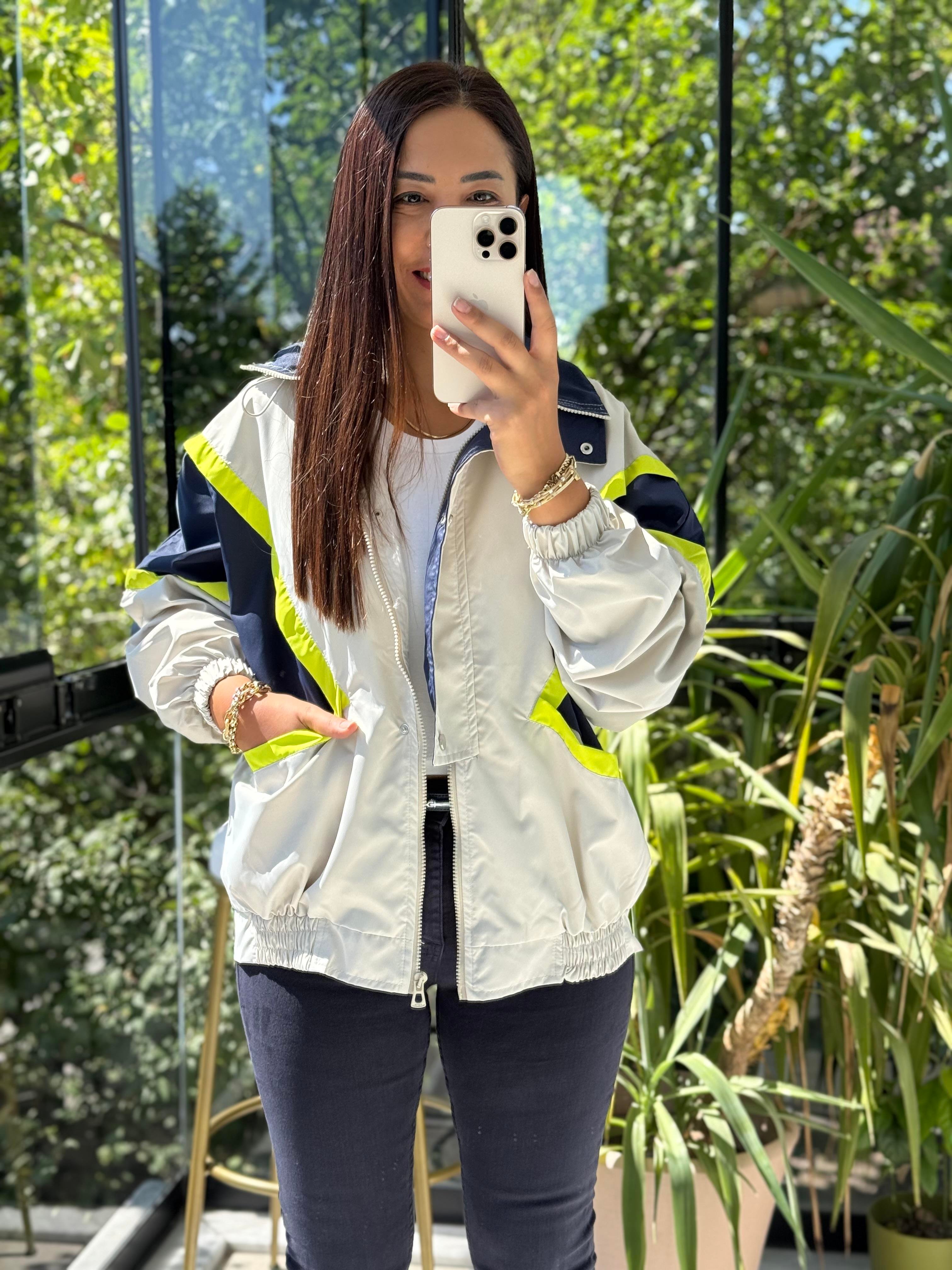 Block Renkli Oversize Ceket Taş